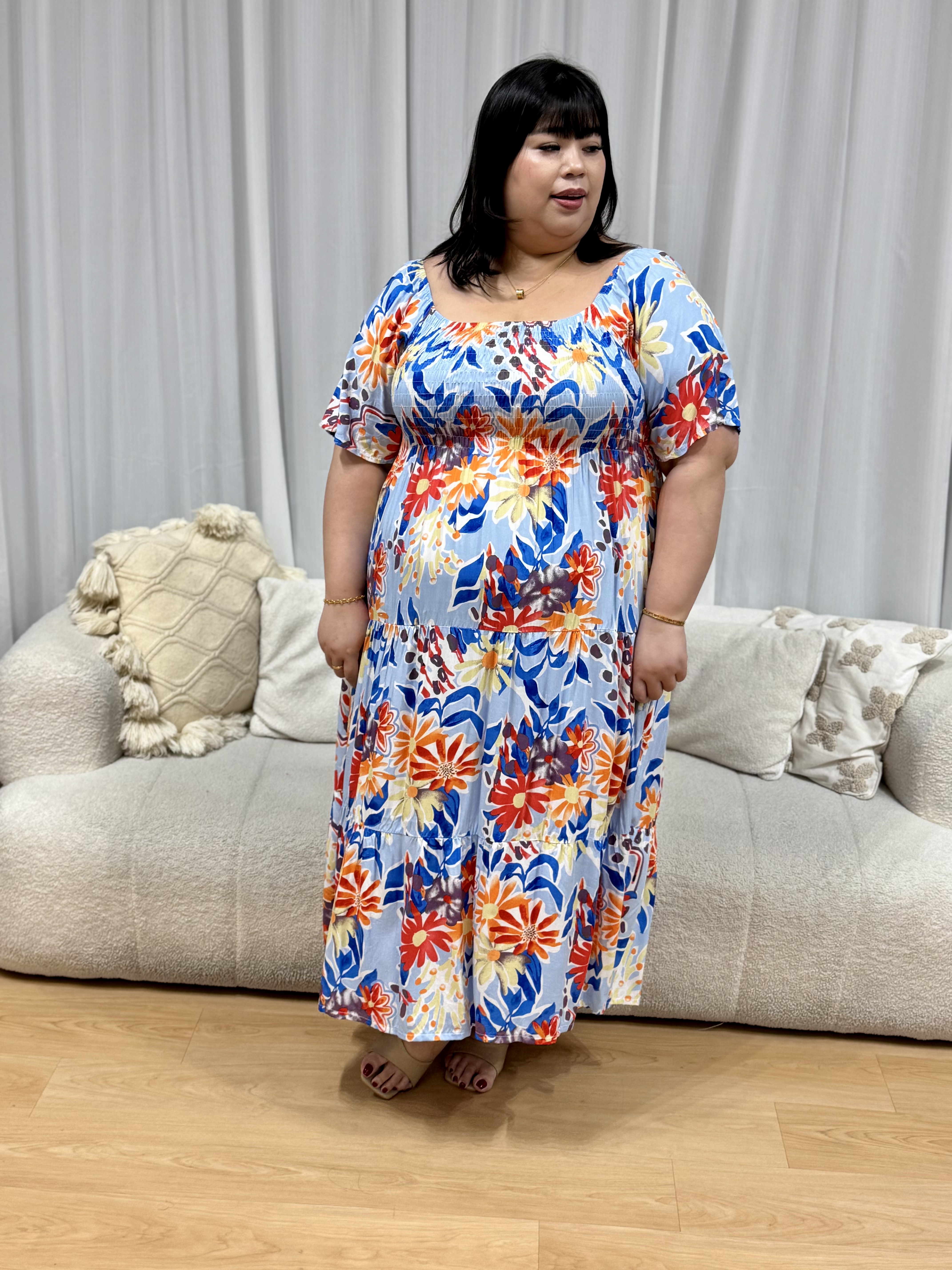 Hanna Hawaii Rayon Smock Maxi Dress | Plus Size Dress