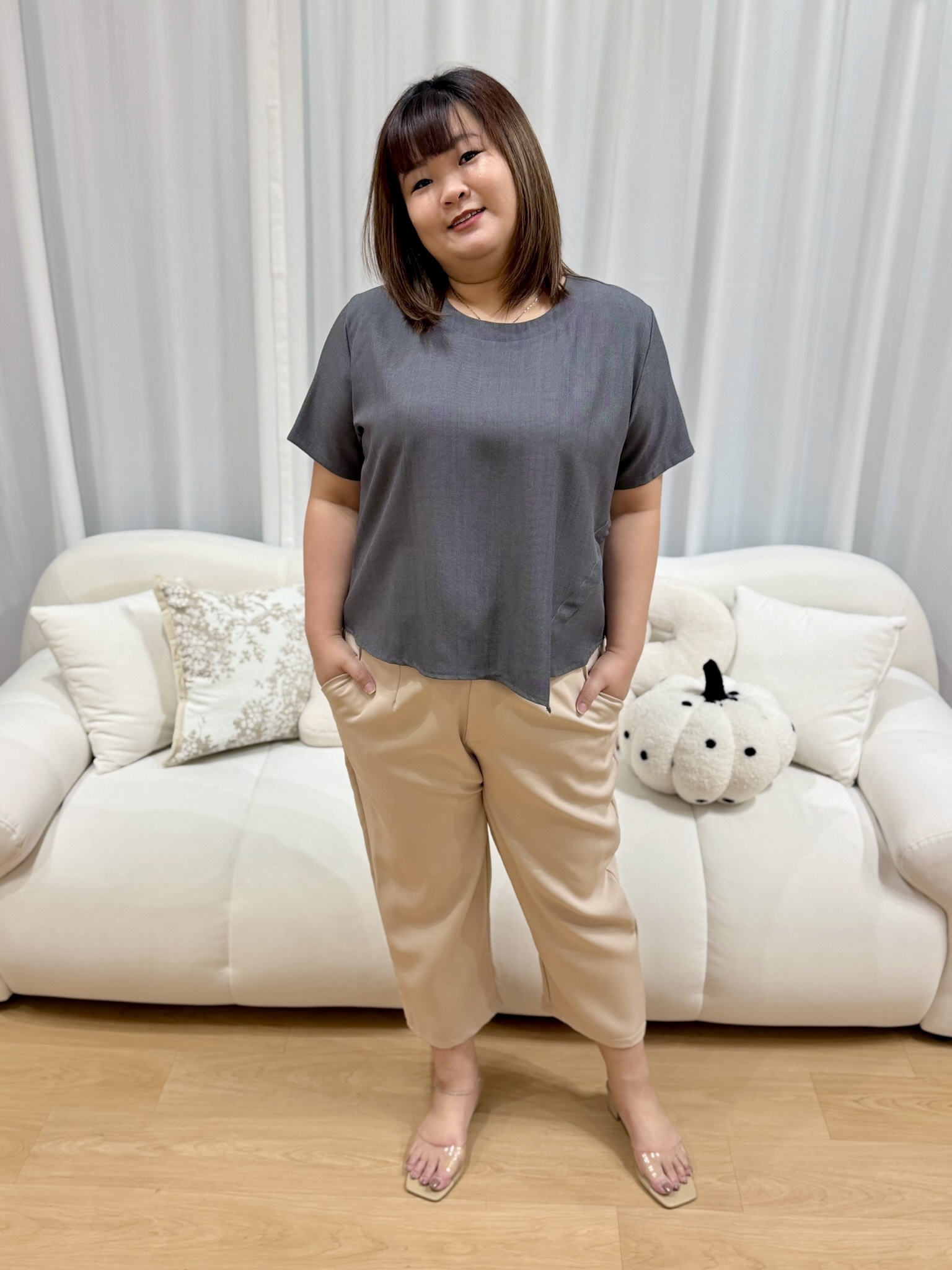 Janelle Simple Round Textured Top | Plus Size Top