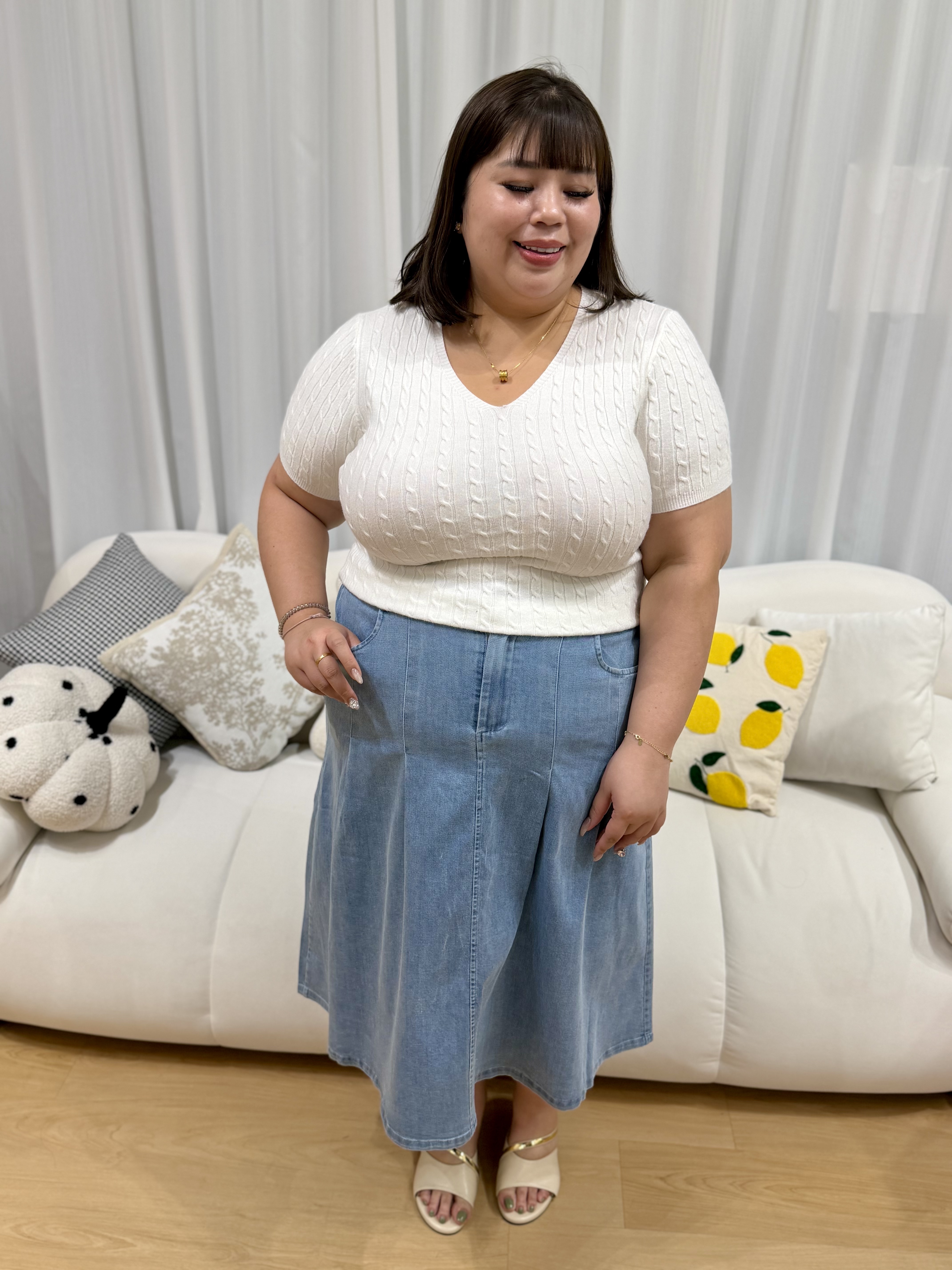 Love+ Mia Mirror-Slim Denim Skirt #1869 | Plus Size Skirt