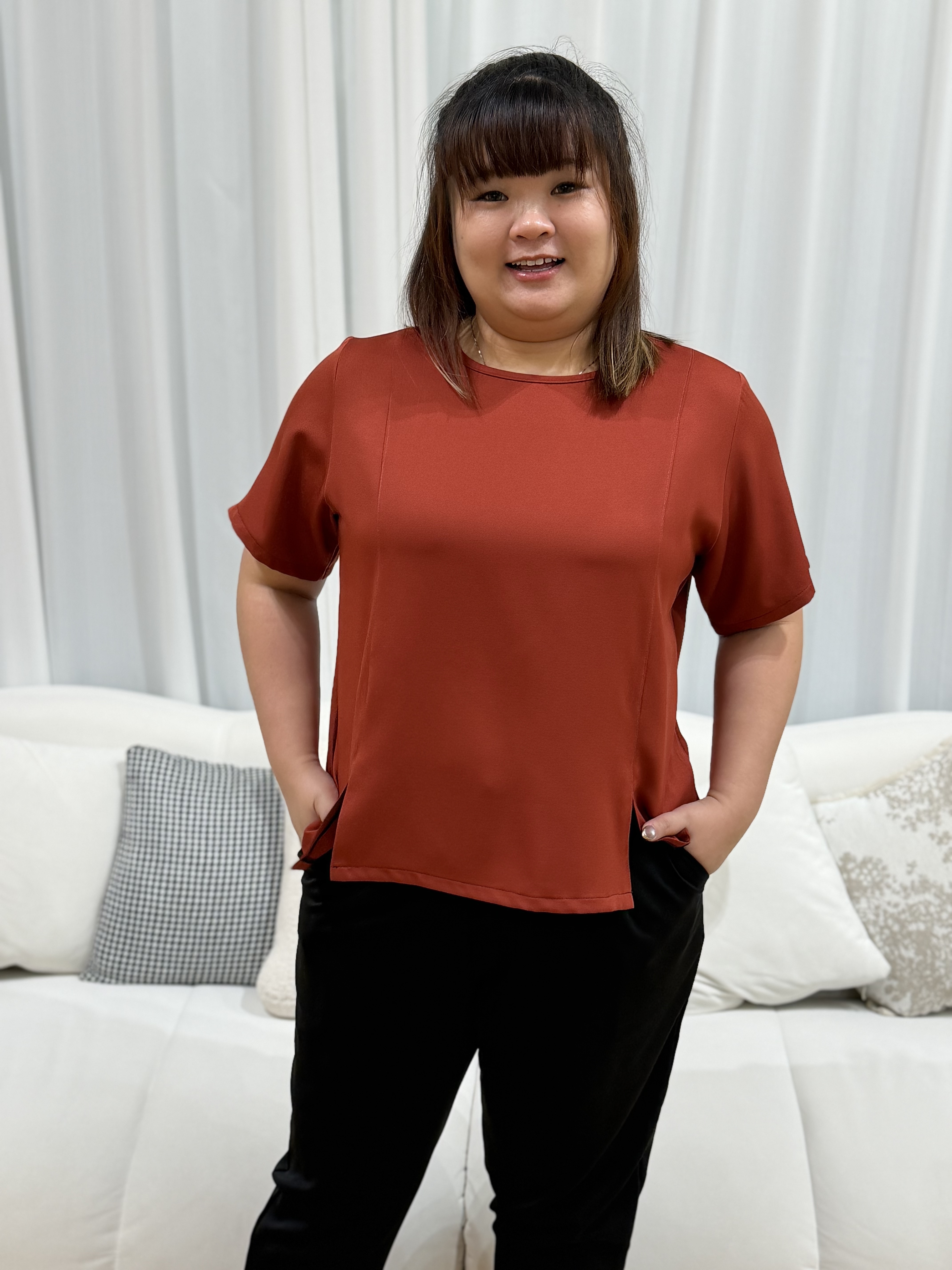Love+ Poly Parellel Slit Top | Plus Size Top