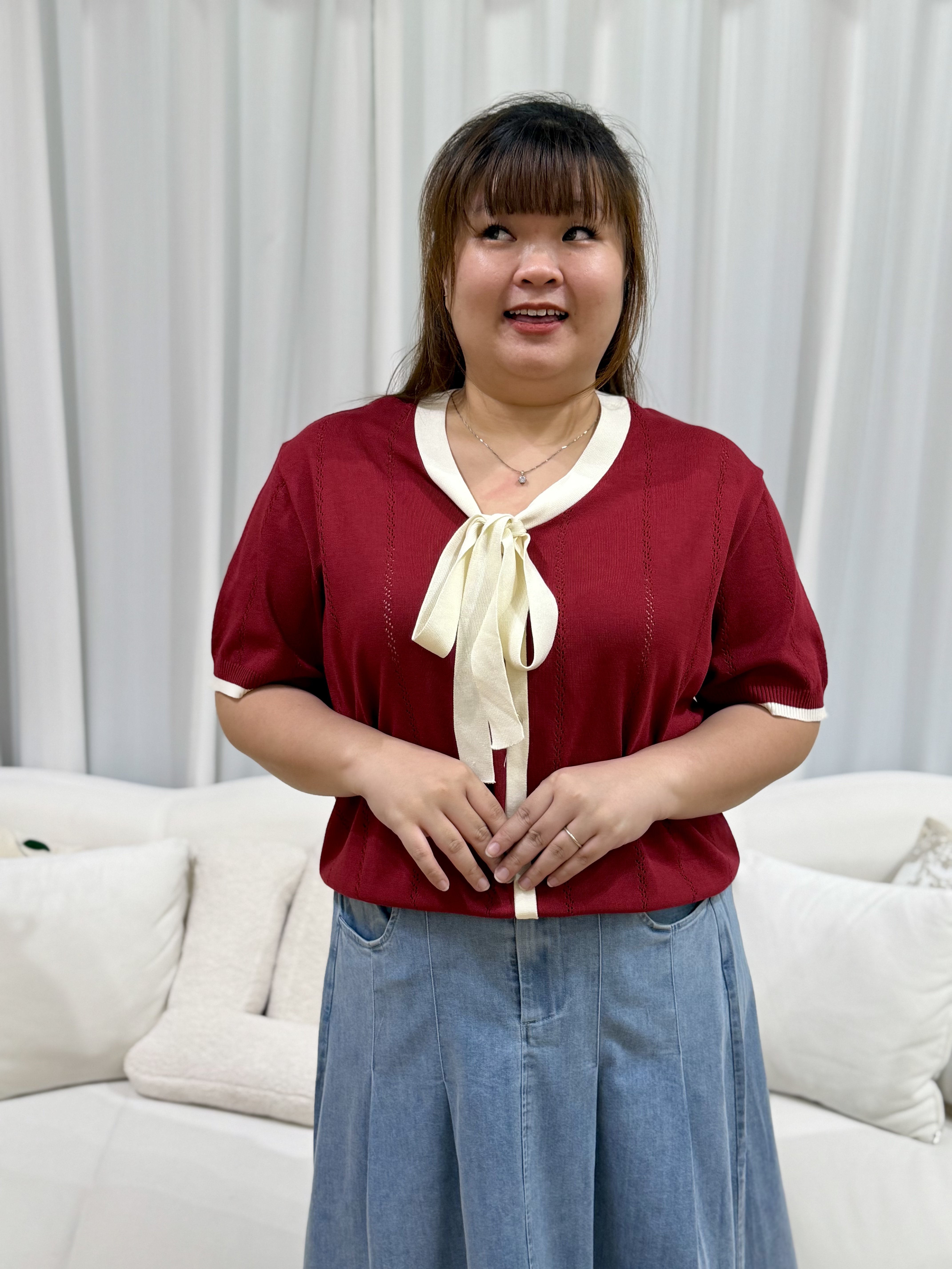 Na-Eun Ribbon Soft Knit Top | Plus Size Top