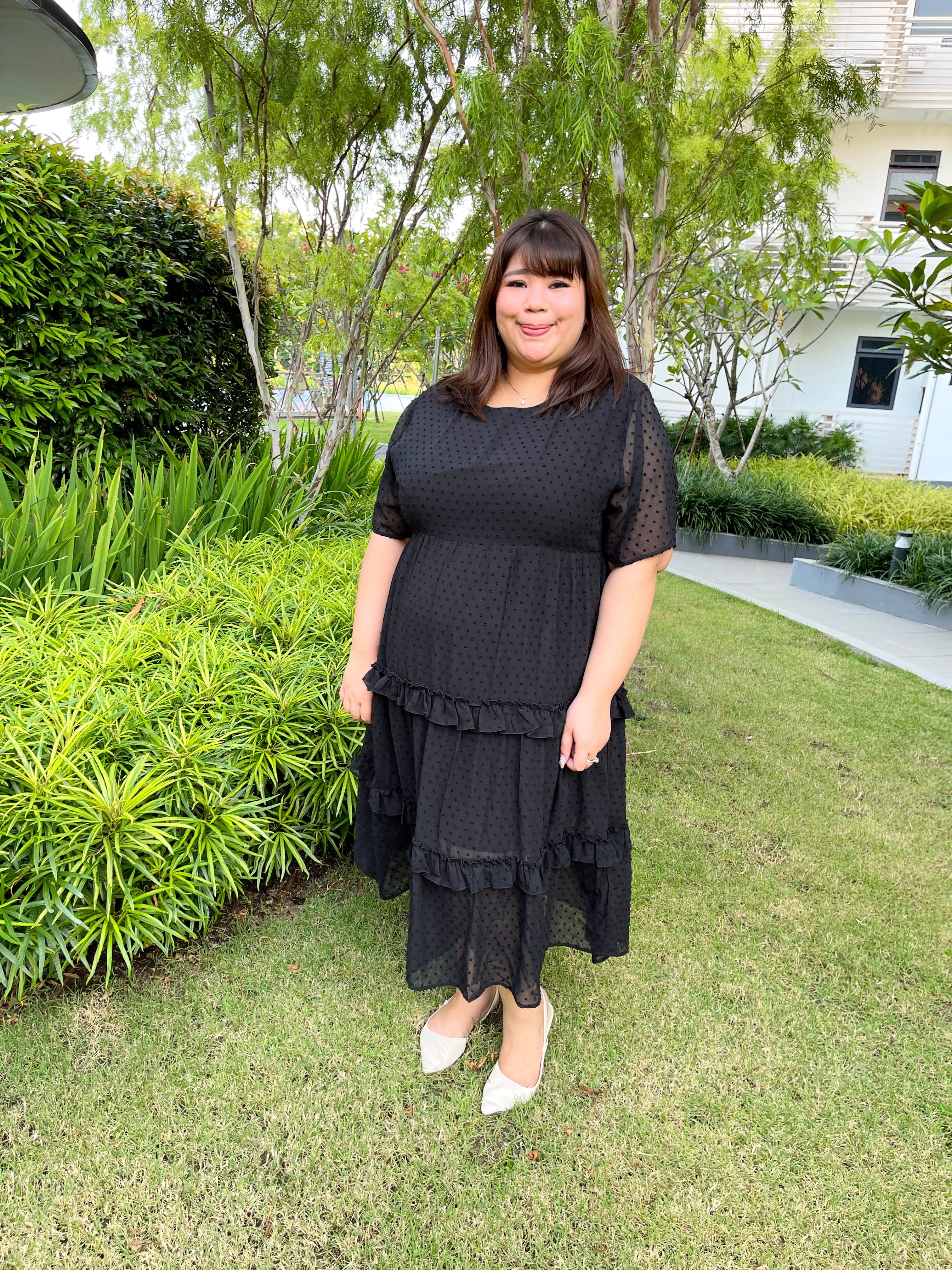 Love+ Gracey Black Swiss Maxi Dress | Plus Size Dress Singapore