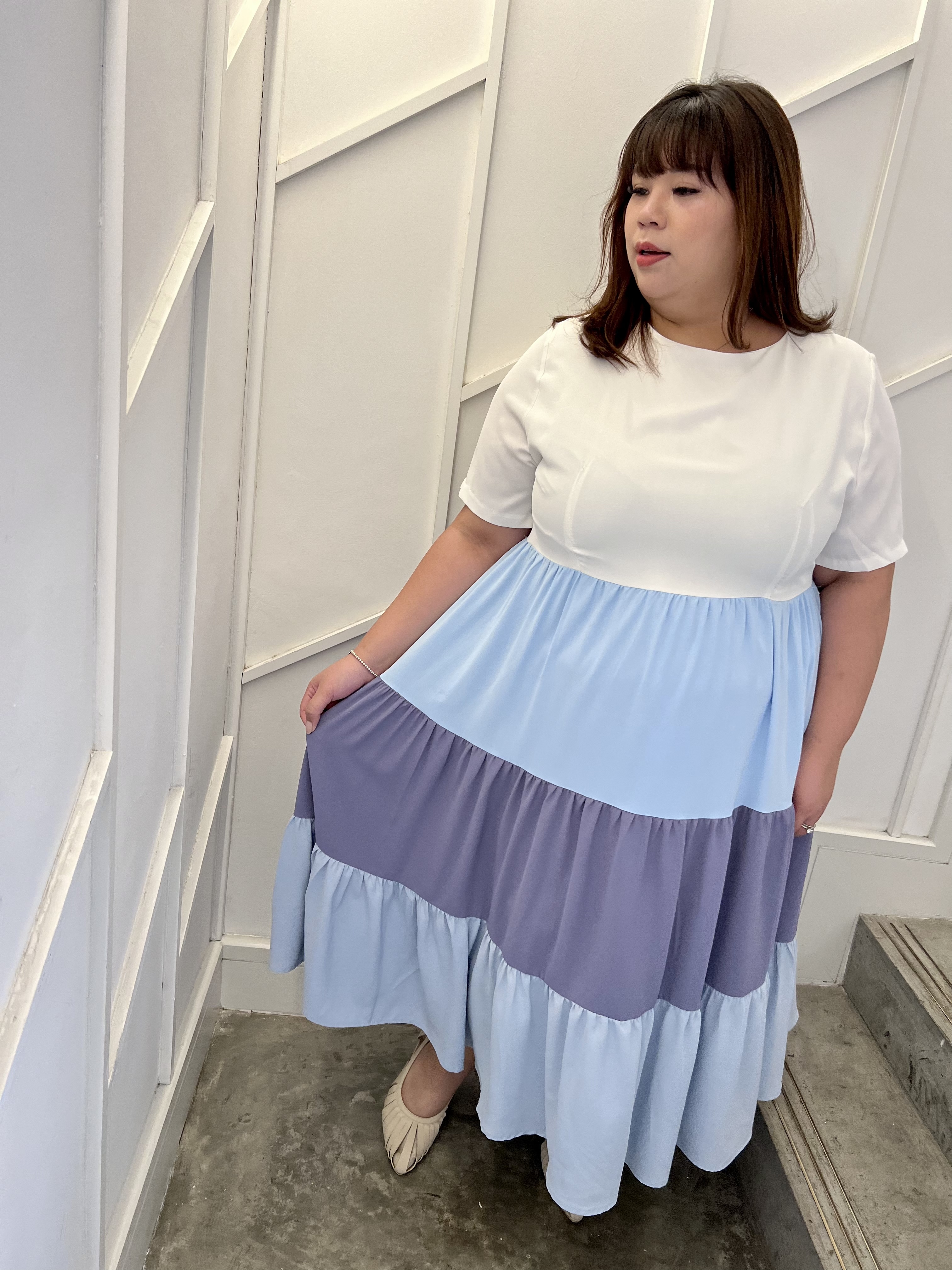Love+ Blue Mila Tier Dress | Plus Size Dress Singapore
