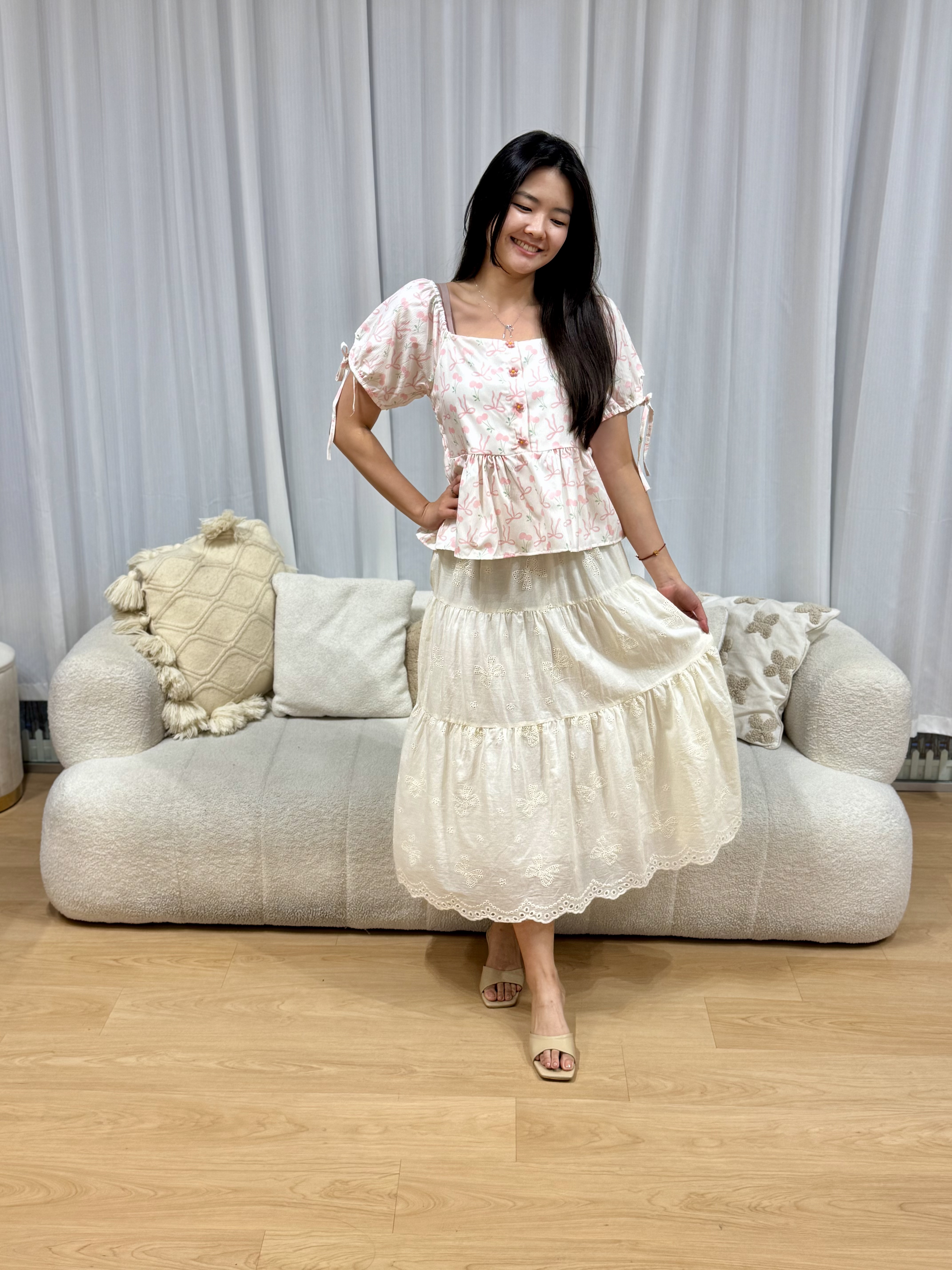 Tiara Duo Ribbon Cherry Top | Plus Size Top