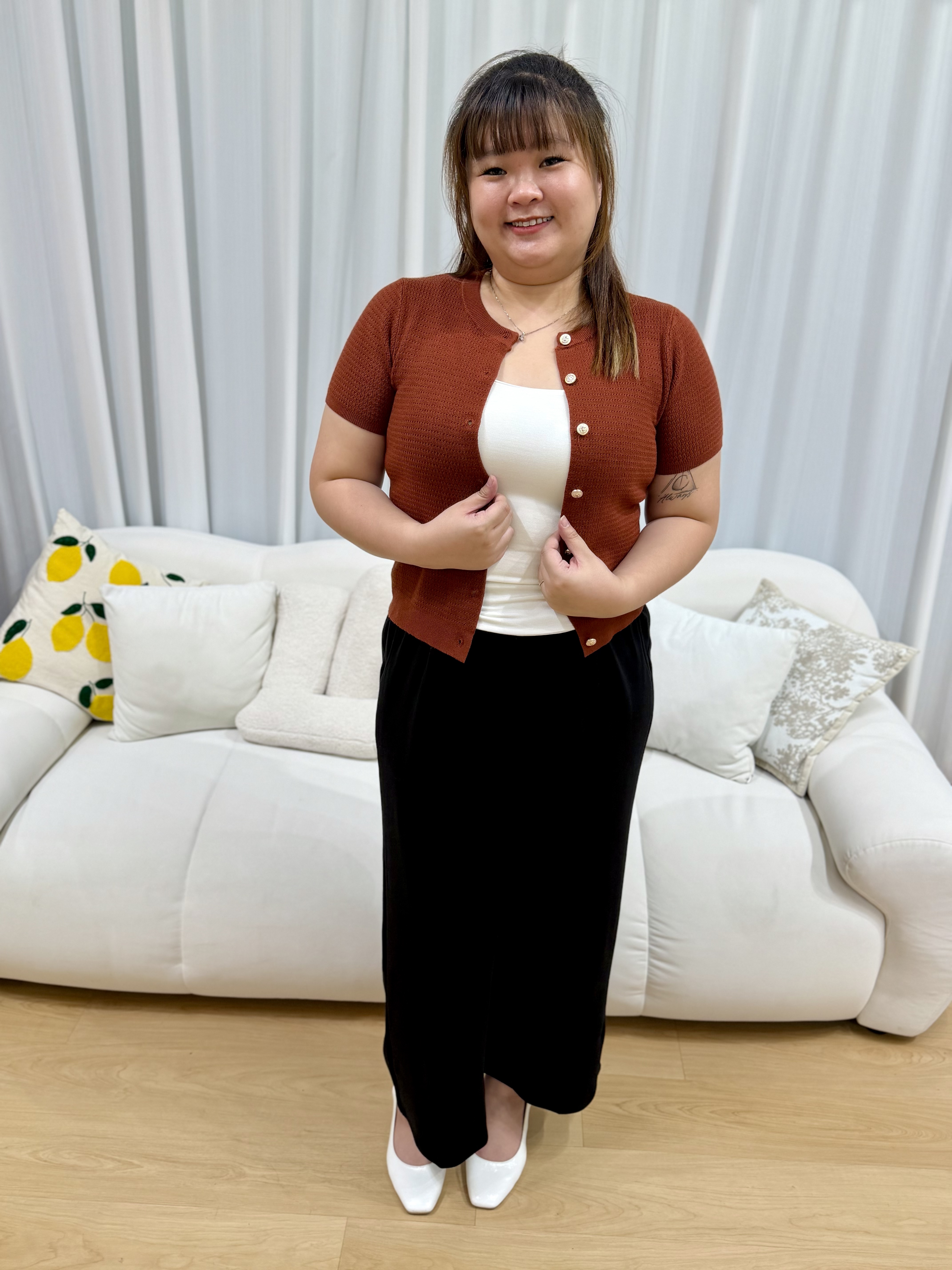 Chae-Yo Goldy Button Soft Knit Top | Plus Size Top