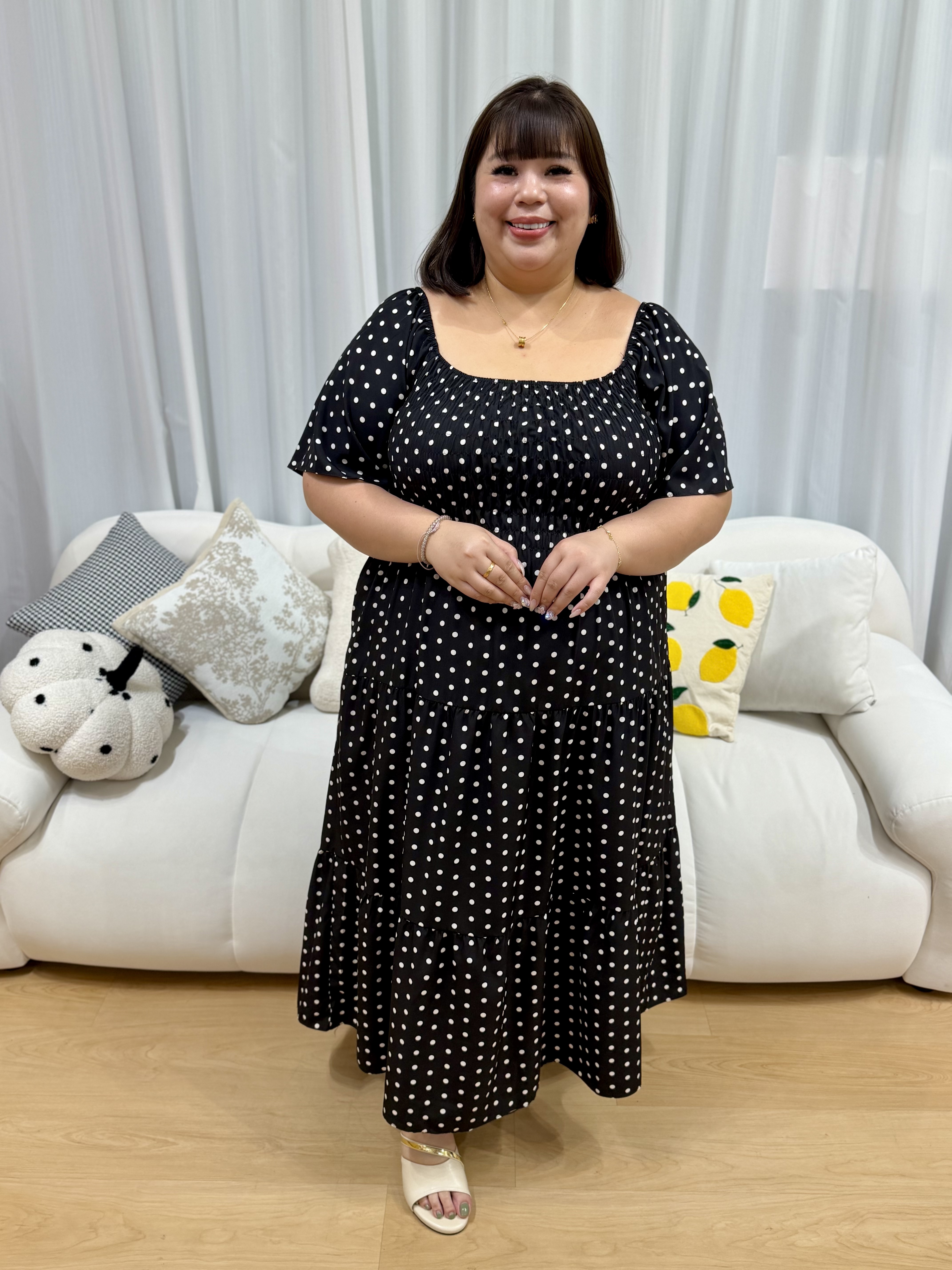 Love+ Silky Polka Dot Maxi Smock Dress | Plus Size Dress