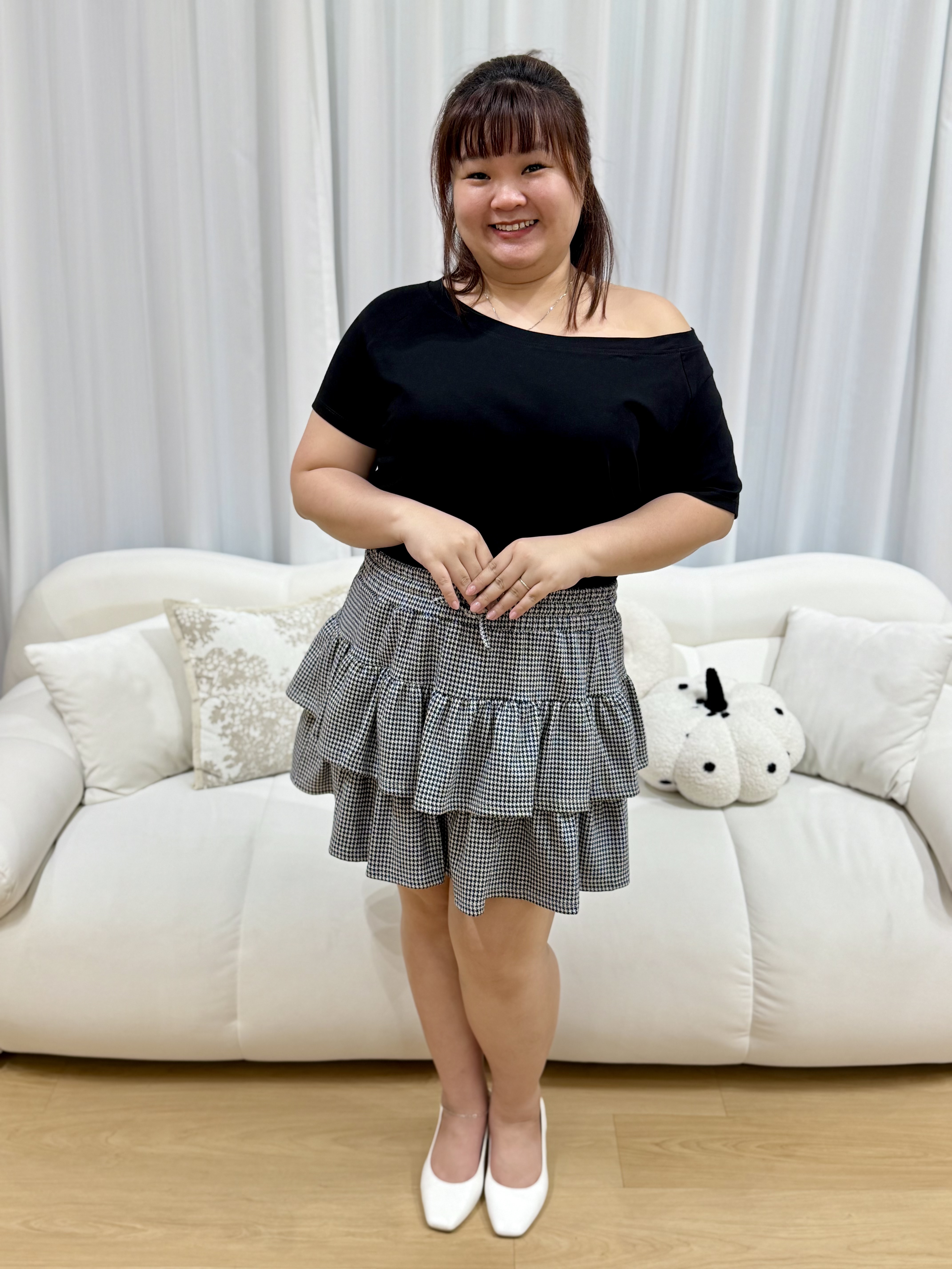 Amie Houndstooth Tier Skirt | Plus Size Skirt