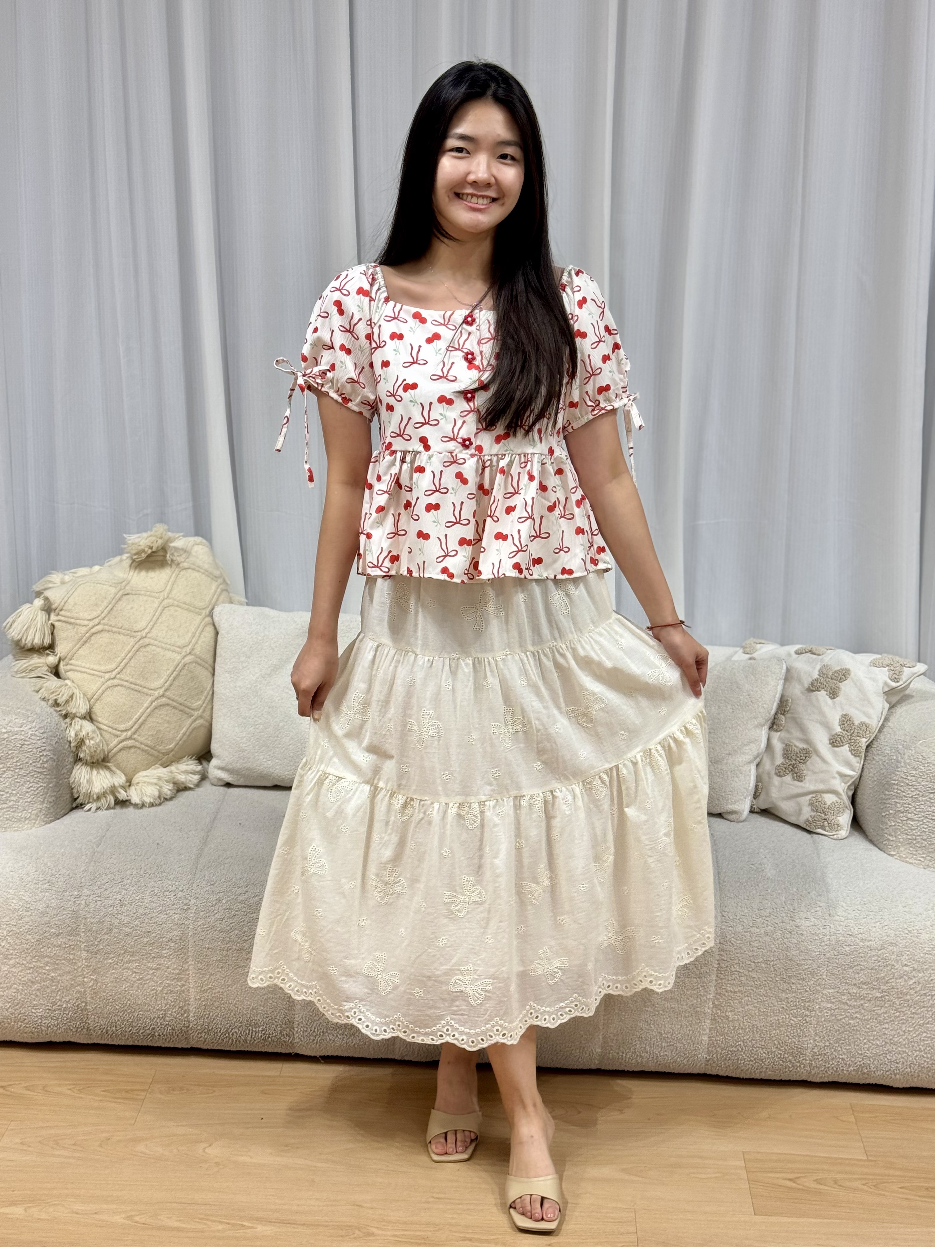 Tiara Duo Ribbon Cherry Top | Plus Size Top