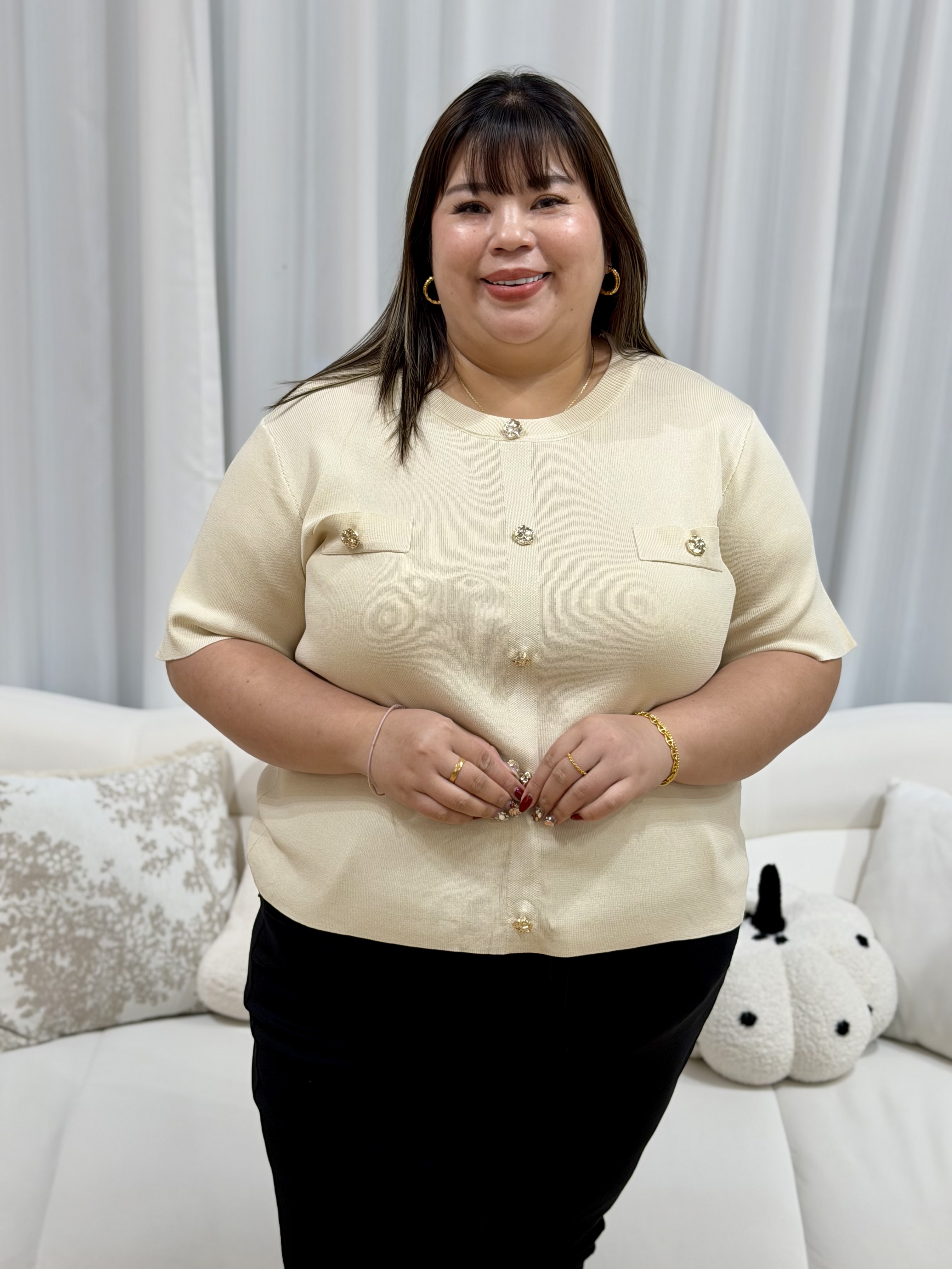 Golden Pebble Knitted Top | Plus Size Top