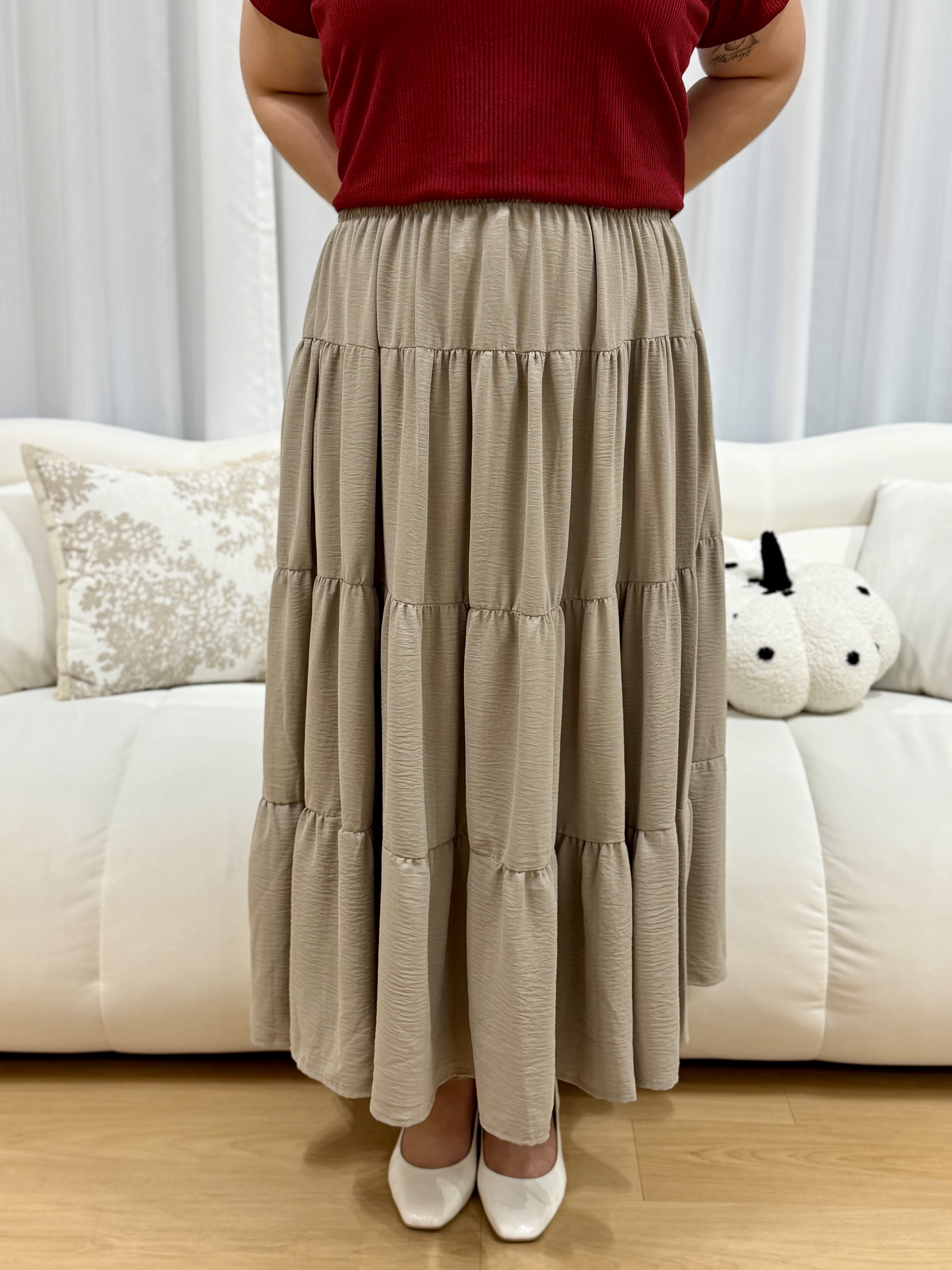 Jodie Flowy Tier Maxi Skirt | Plus Size Maxi Skirt