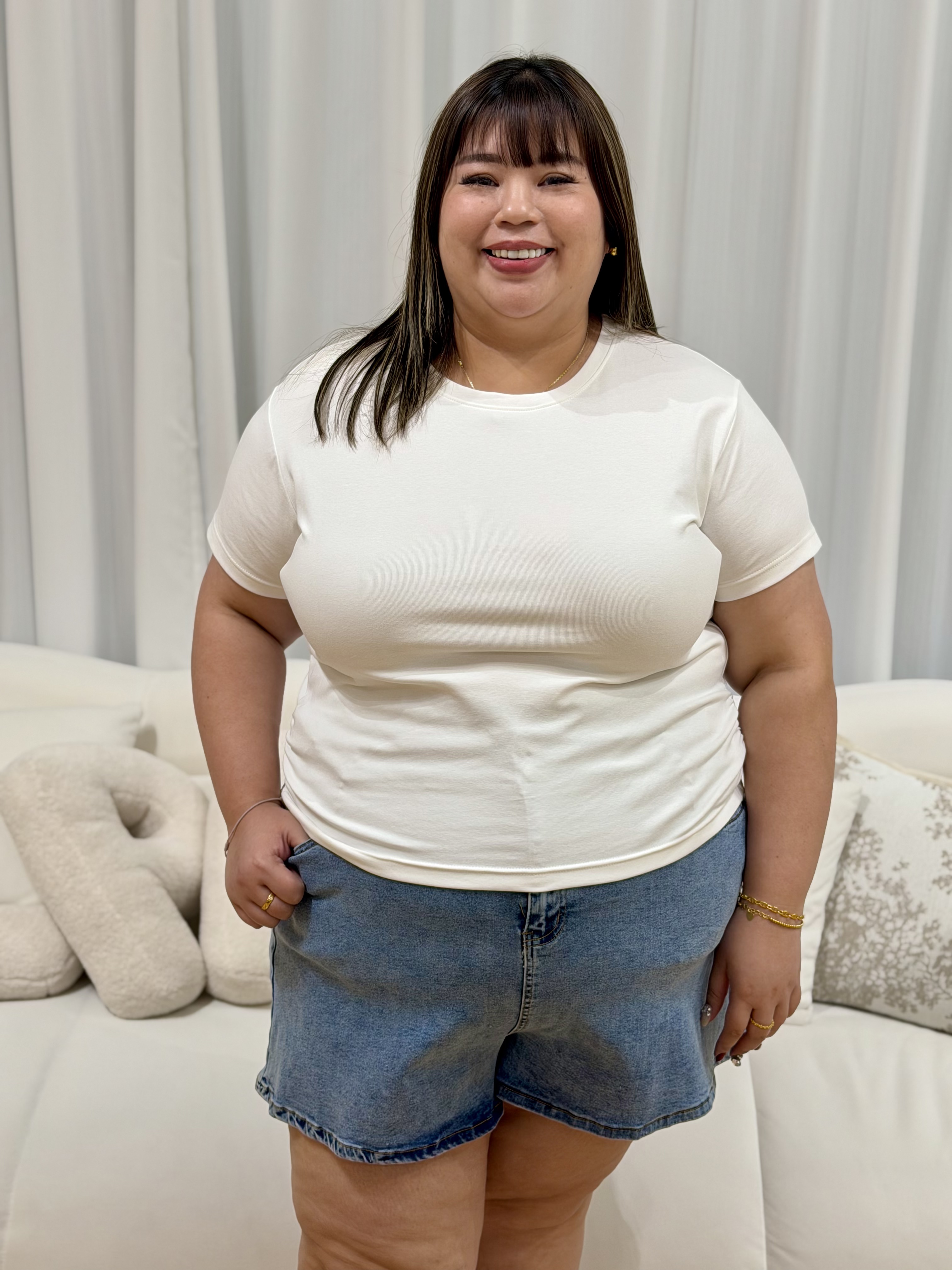 Basic Round Ruching Top | Plus Size Top