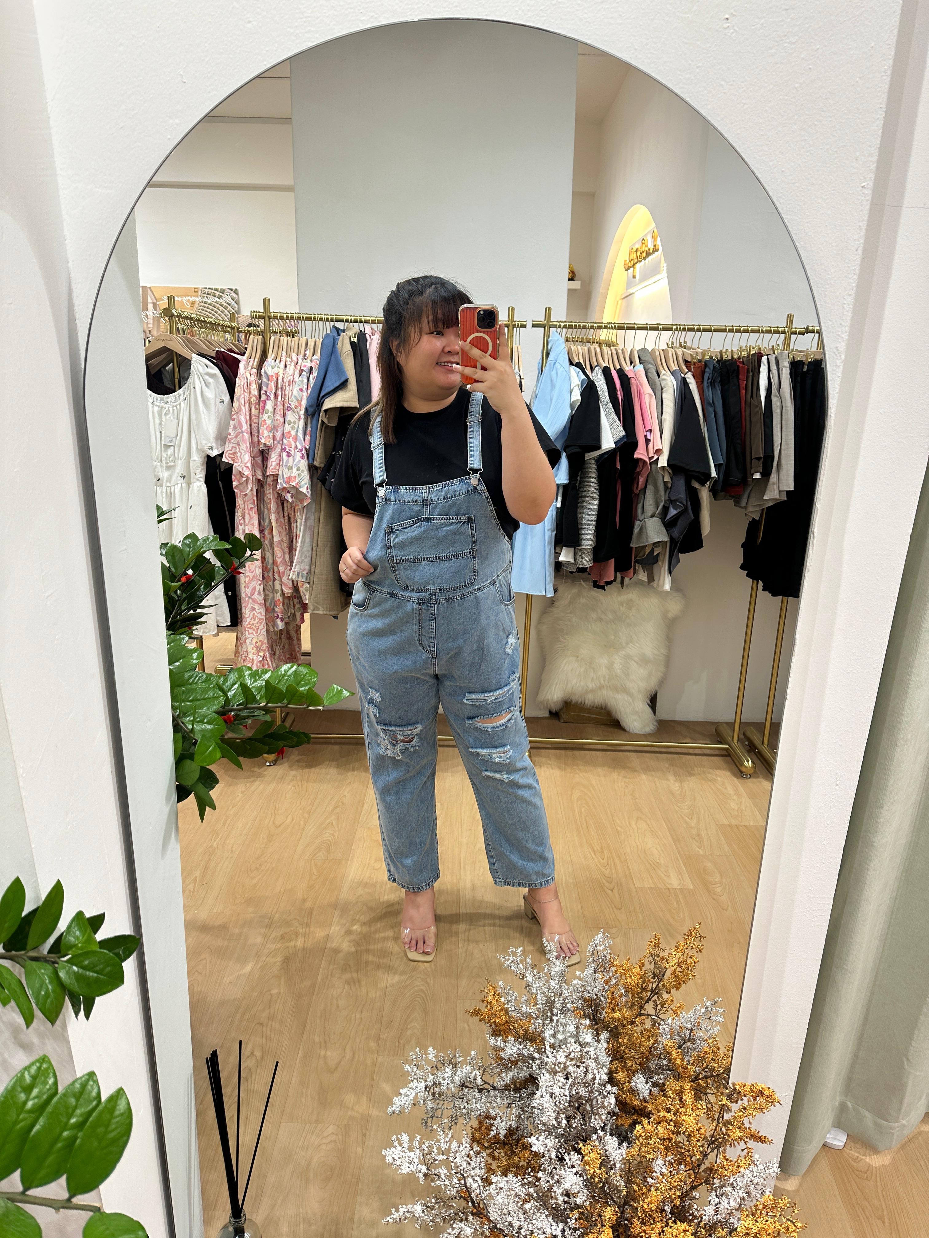Love+ Pazu Soft Denim Ripped Dungaree | Plus Size Jeans Dungaree