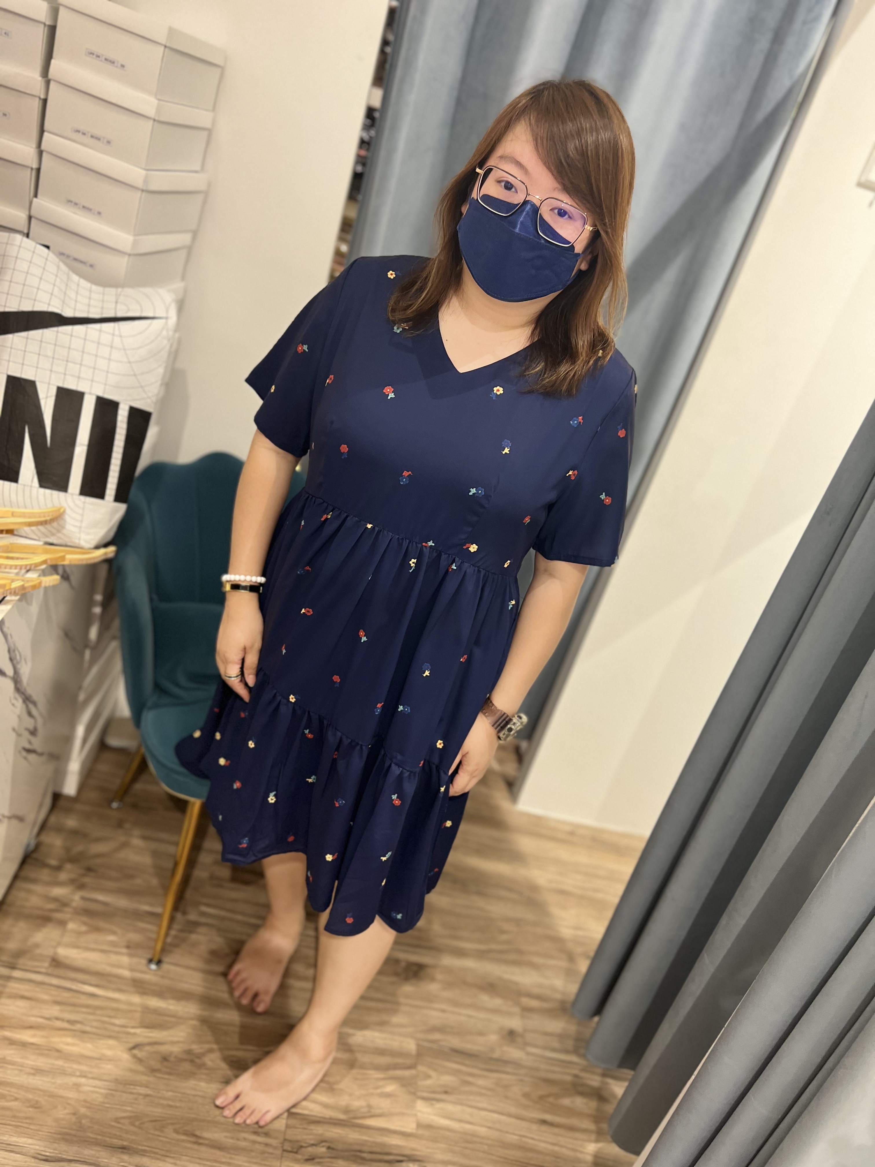 Love+ Alexia Navy Floral Babydoll Dress| Plus Size Dress