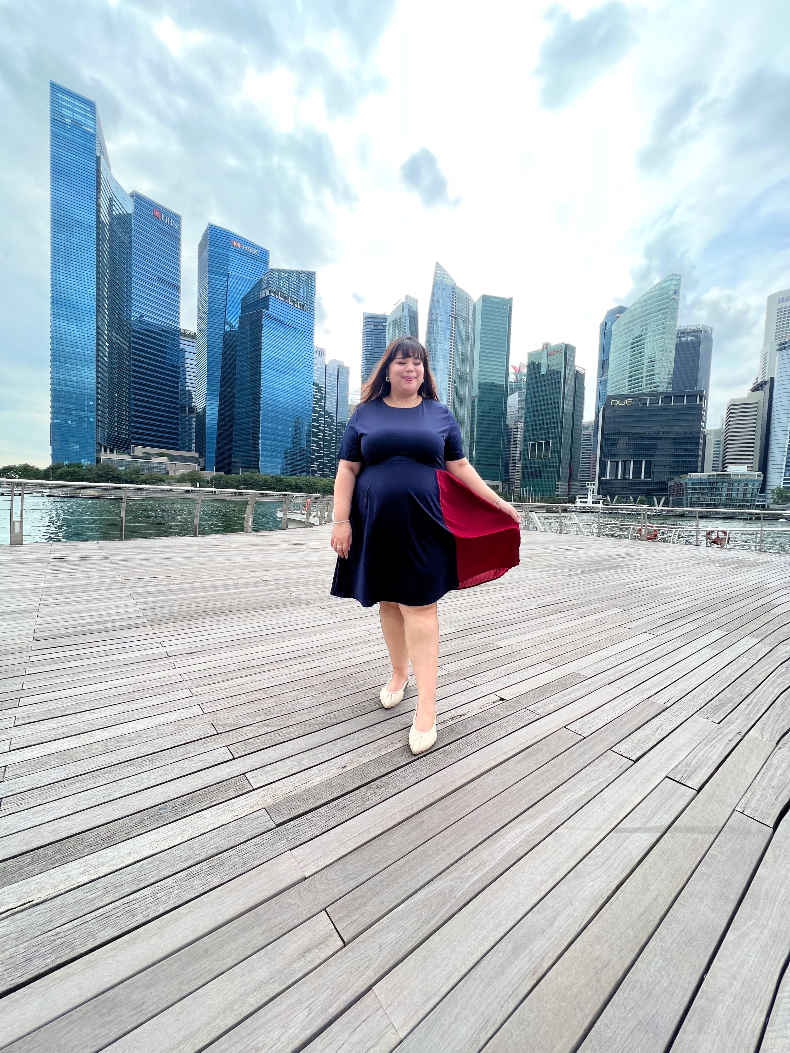 Love+ Navy Laurel Pleats Dress | Plus Size Dress Singapore