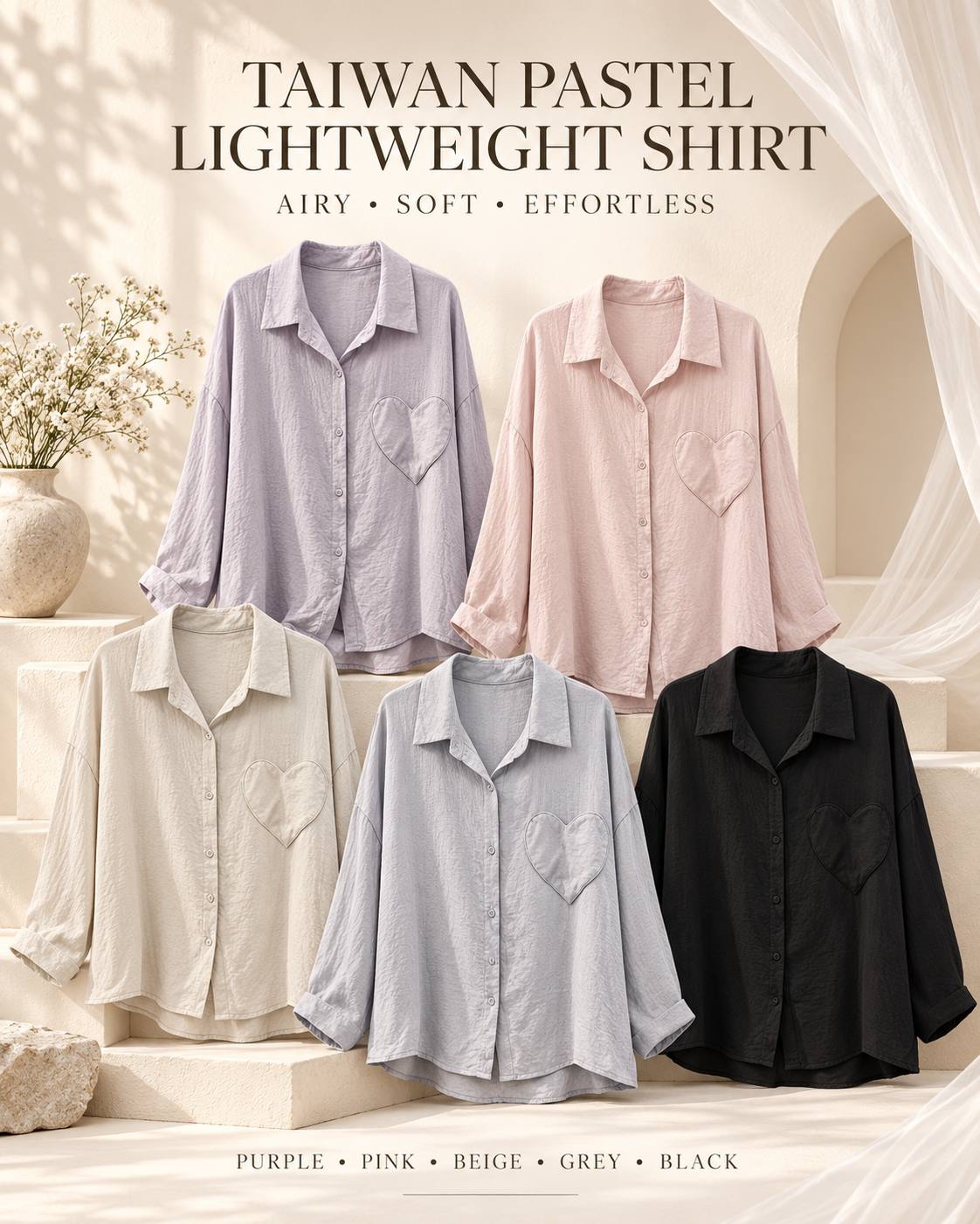 Premium Linen Pastel Lightweight Shirt | Plus Size Top