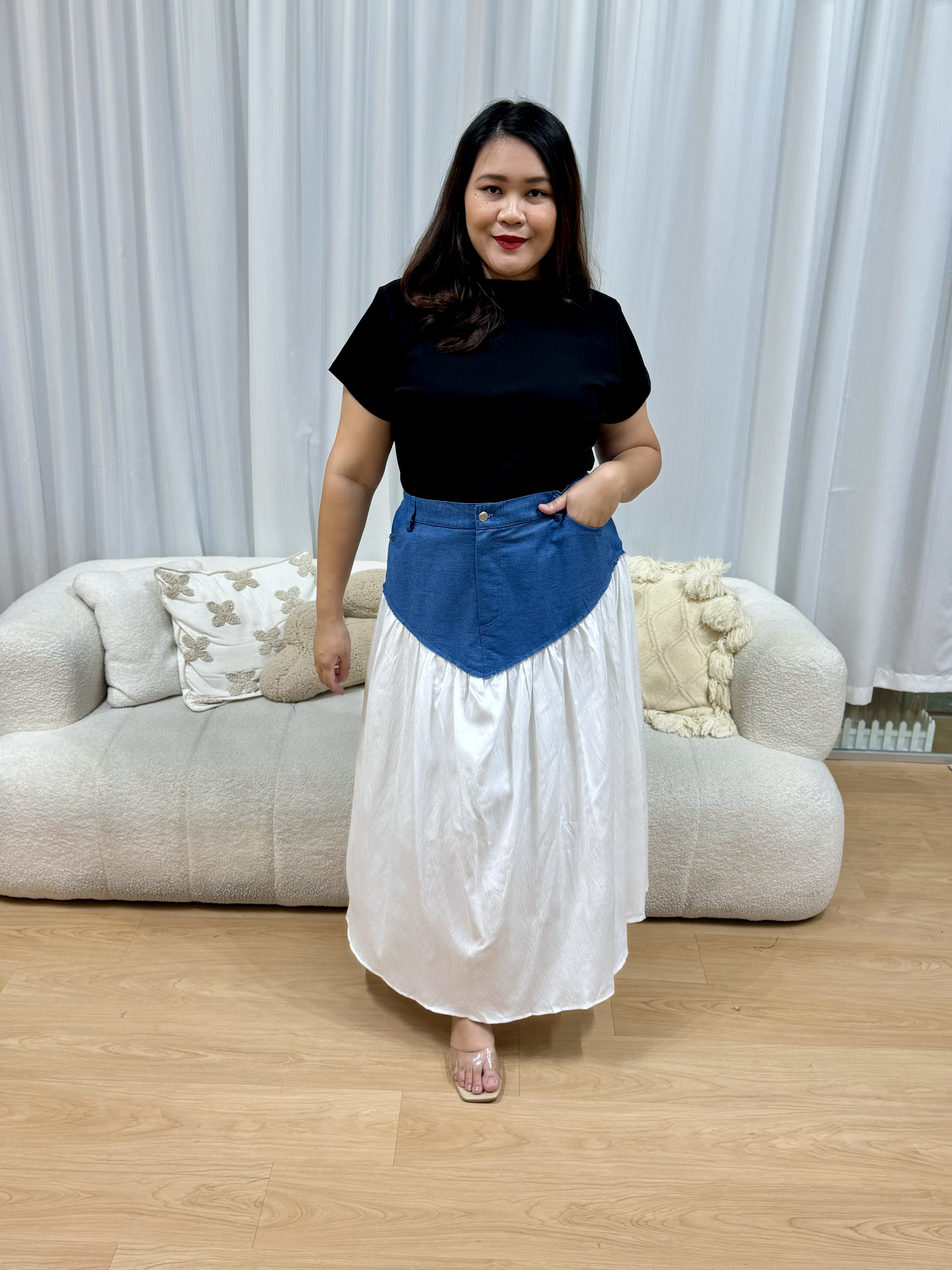 Zoe White Breeze Denim Skirt | Plus Size Skirt