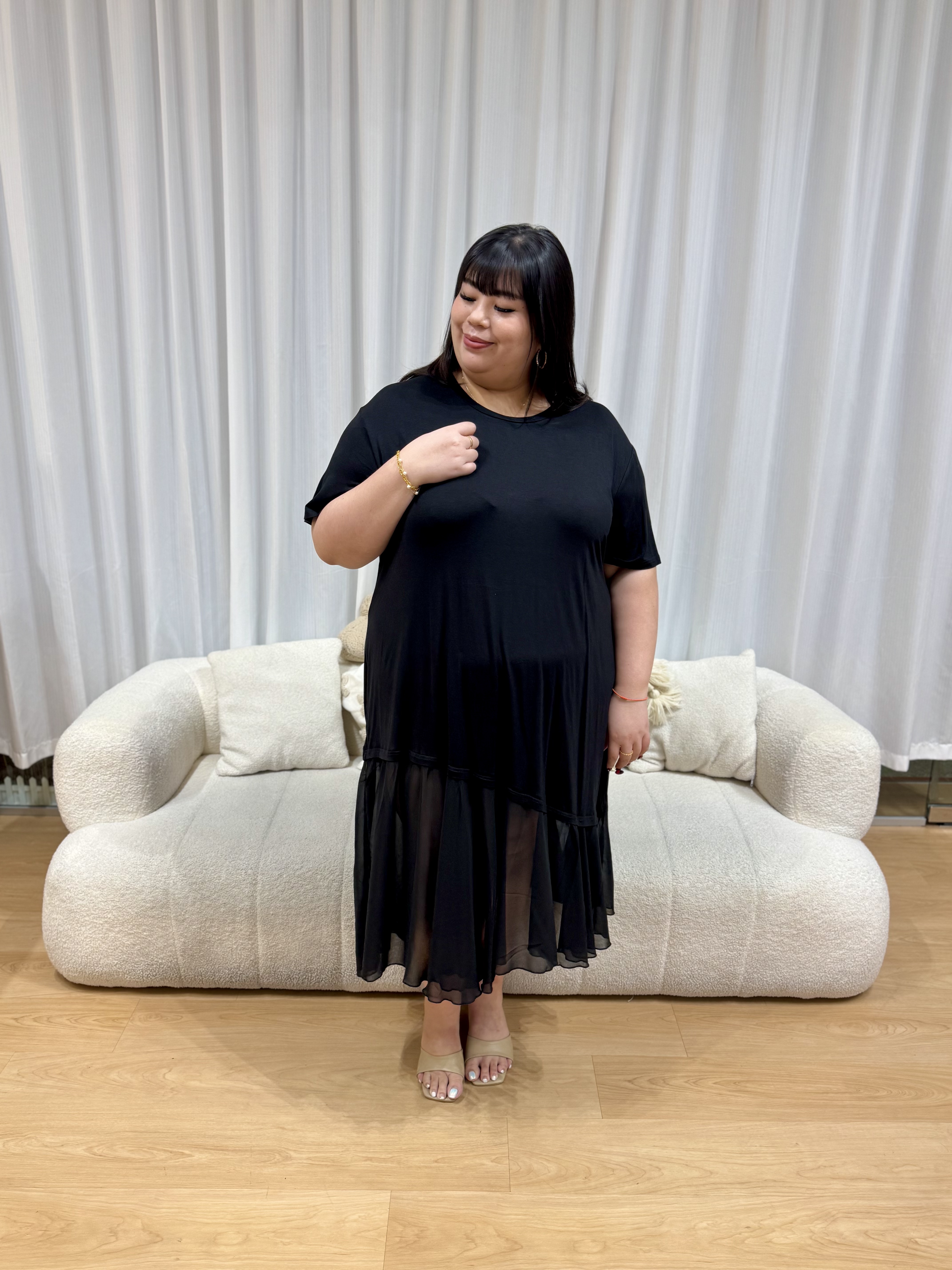 Love+ Jessie Plain BK Chiffon Dress | Plus Size Dress