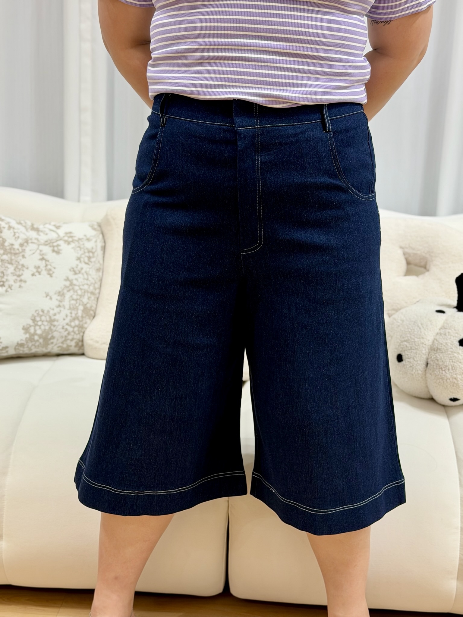 Hello Straight Cut Denim Culottes | Plus Size Culottes