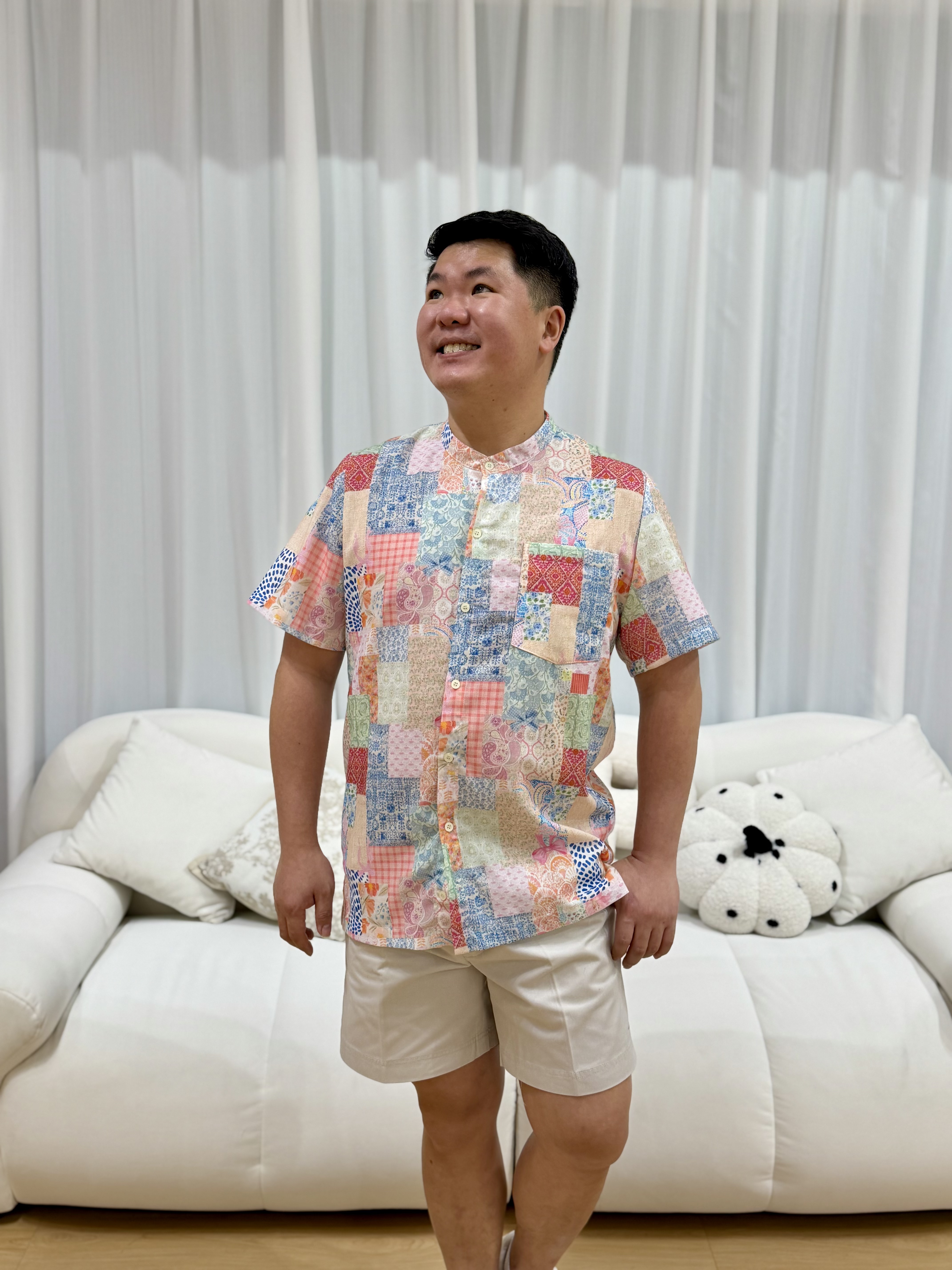 Love+ Mens Colette Familie Patch Tiles Shirt | Plus Size Shirt