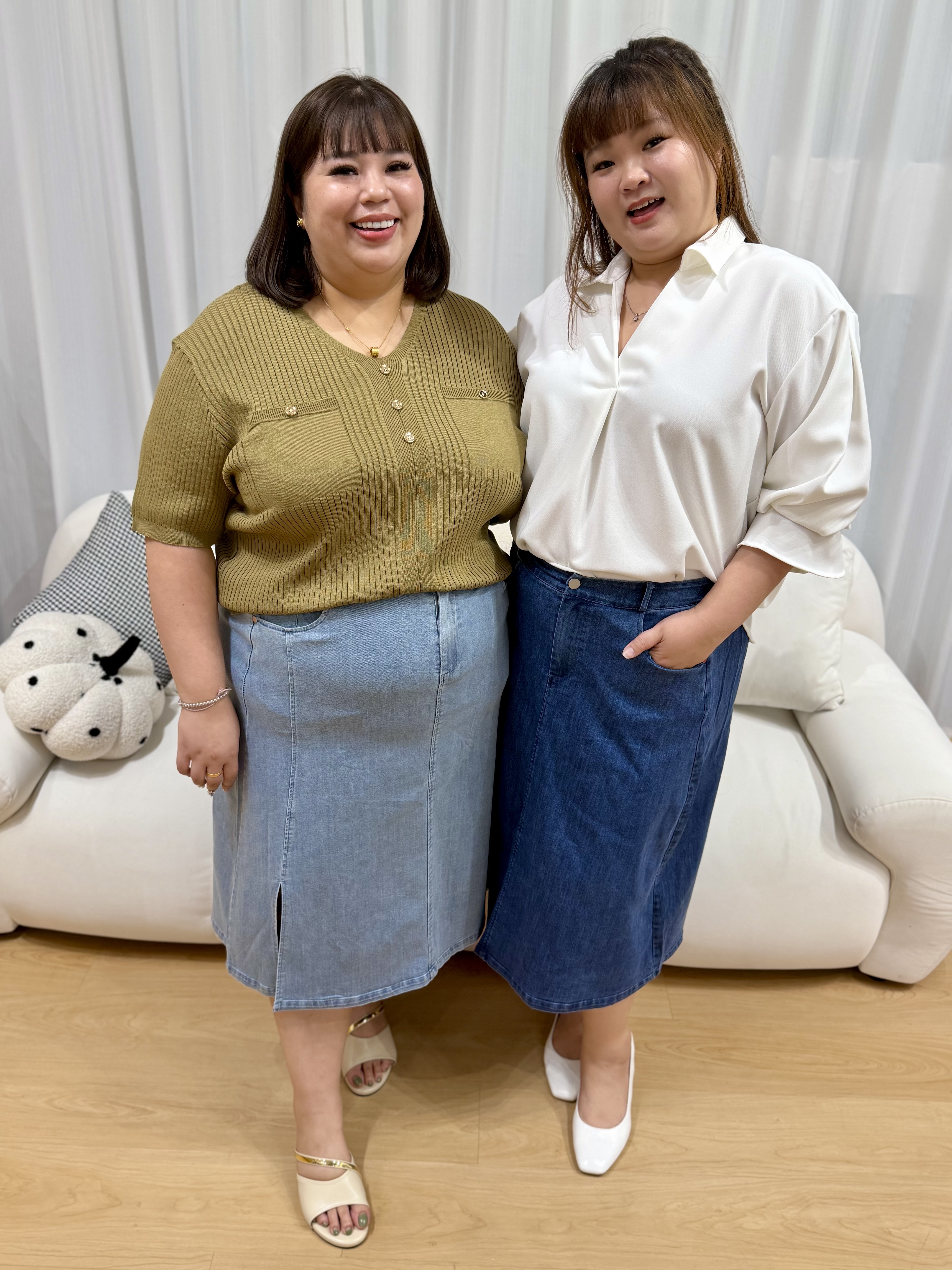Love+ Tania Slit Denim Skirt #1860 | Plus Size Skirt