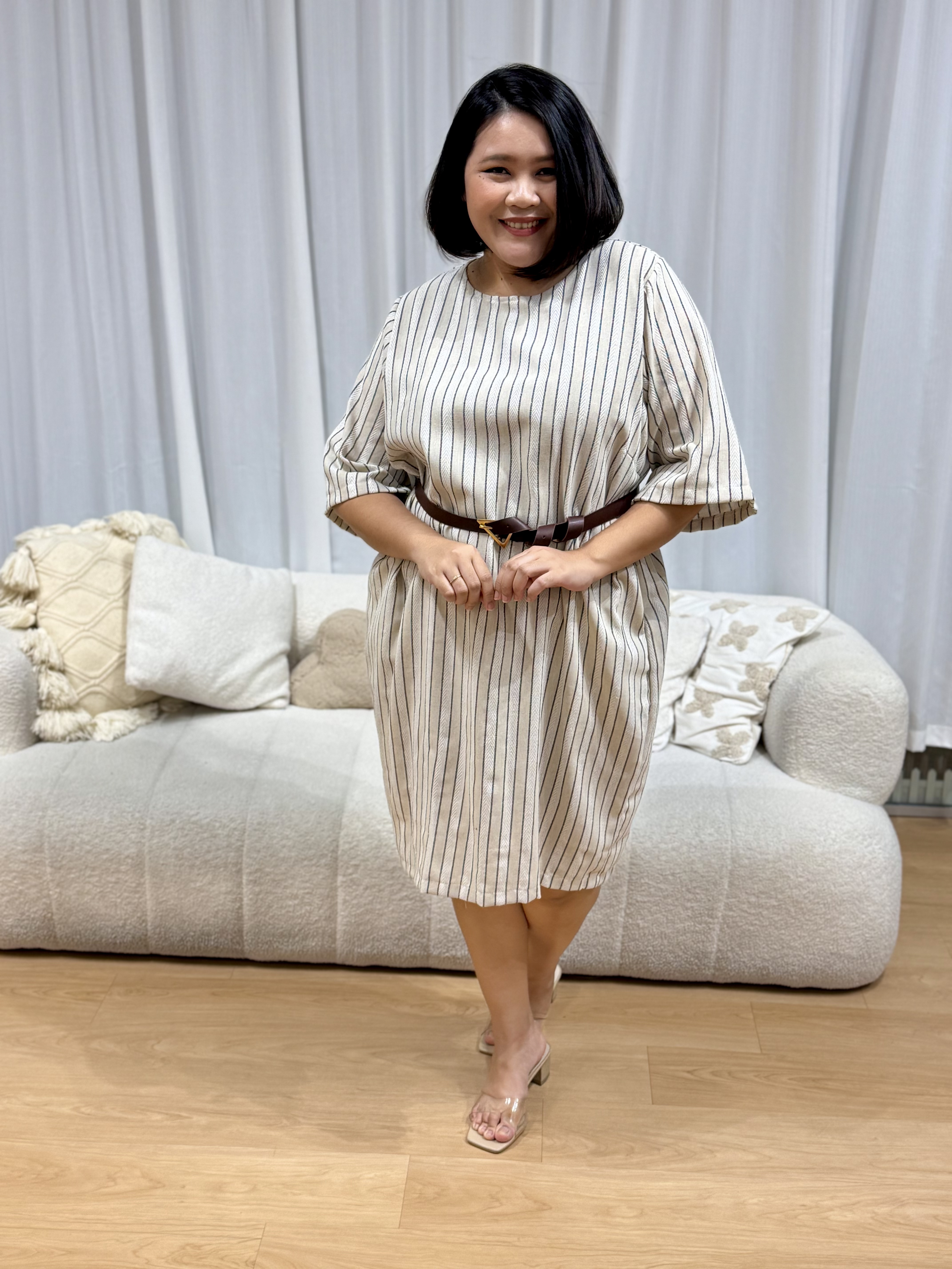 Berlina Beige Premium Dress |Plus Size Dress