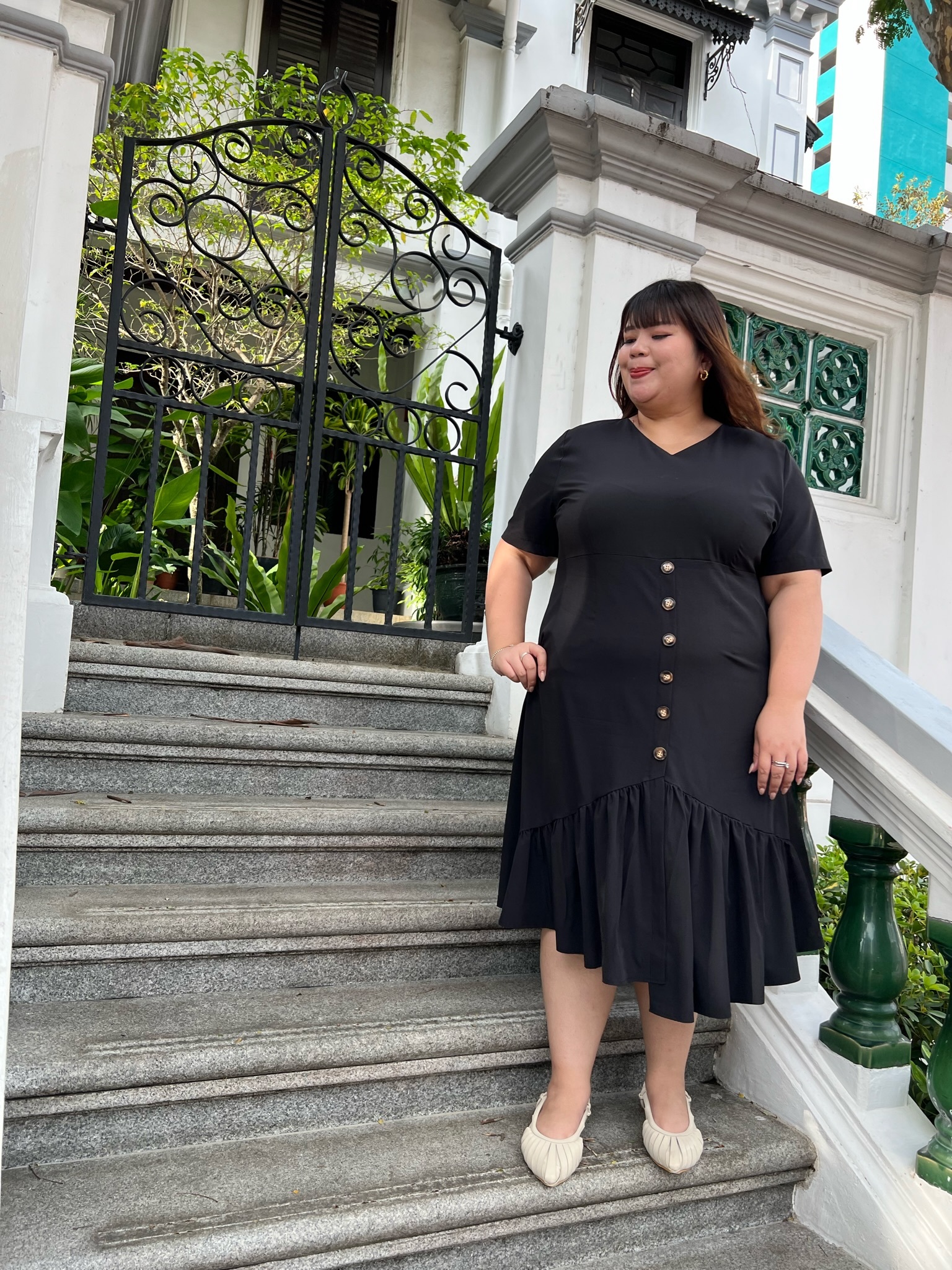 Love+ Kimmy Black Buton Dress | Plus Size Dress Singapore