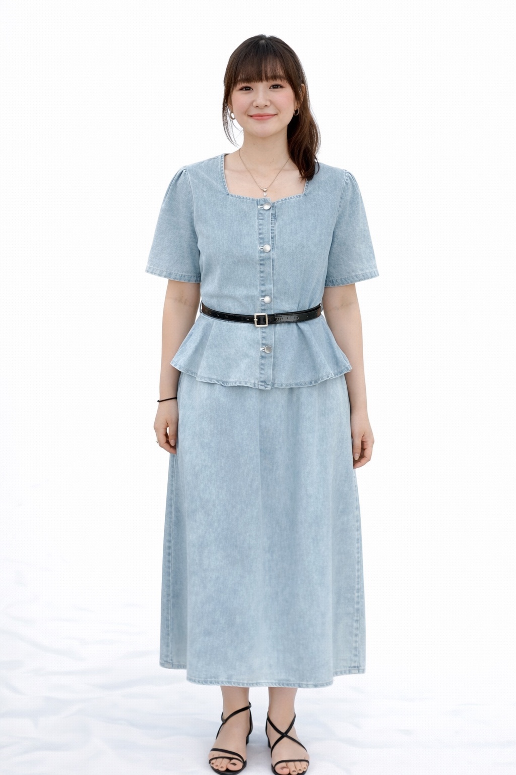 Missy Xuna Denim Pelplum Set | Plus Size Denim Set