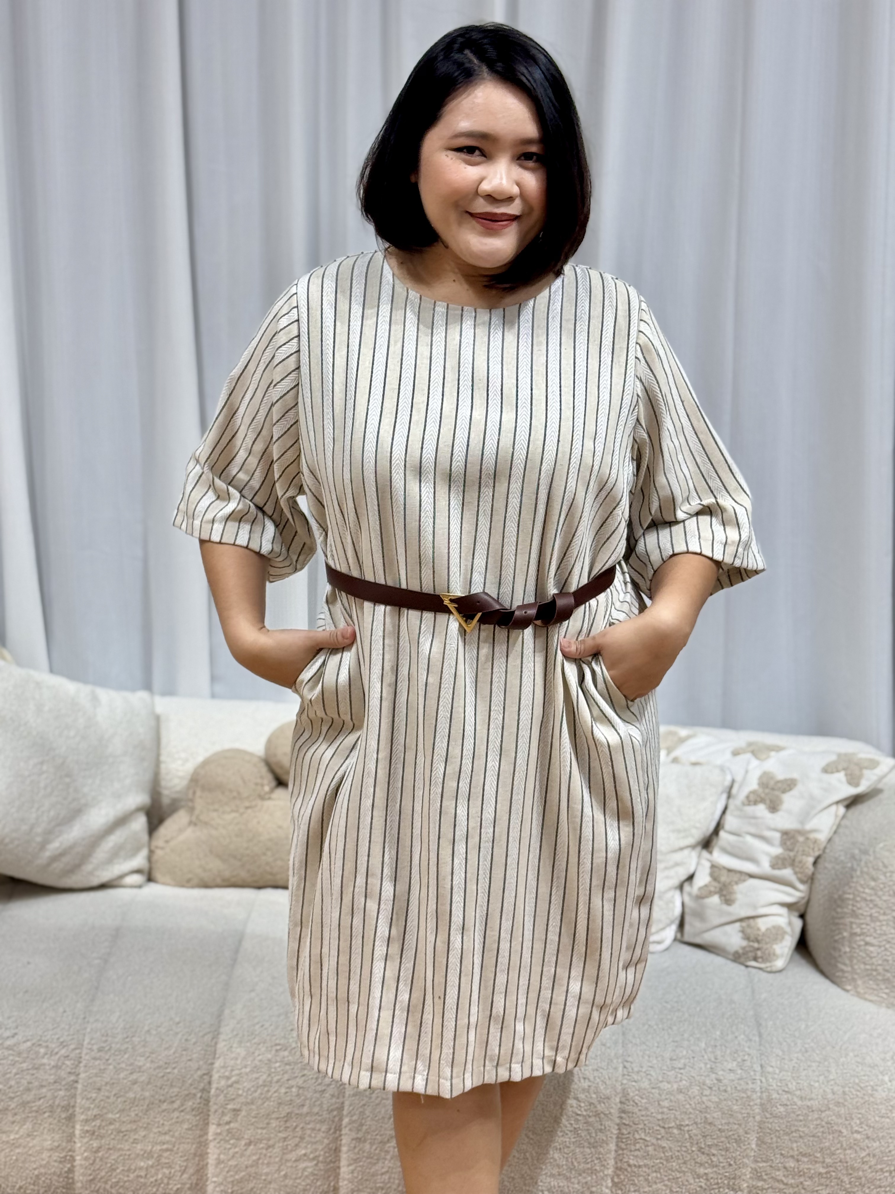 Berlina Beige Premium Dress |Plus Size Dress