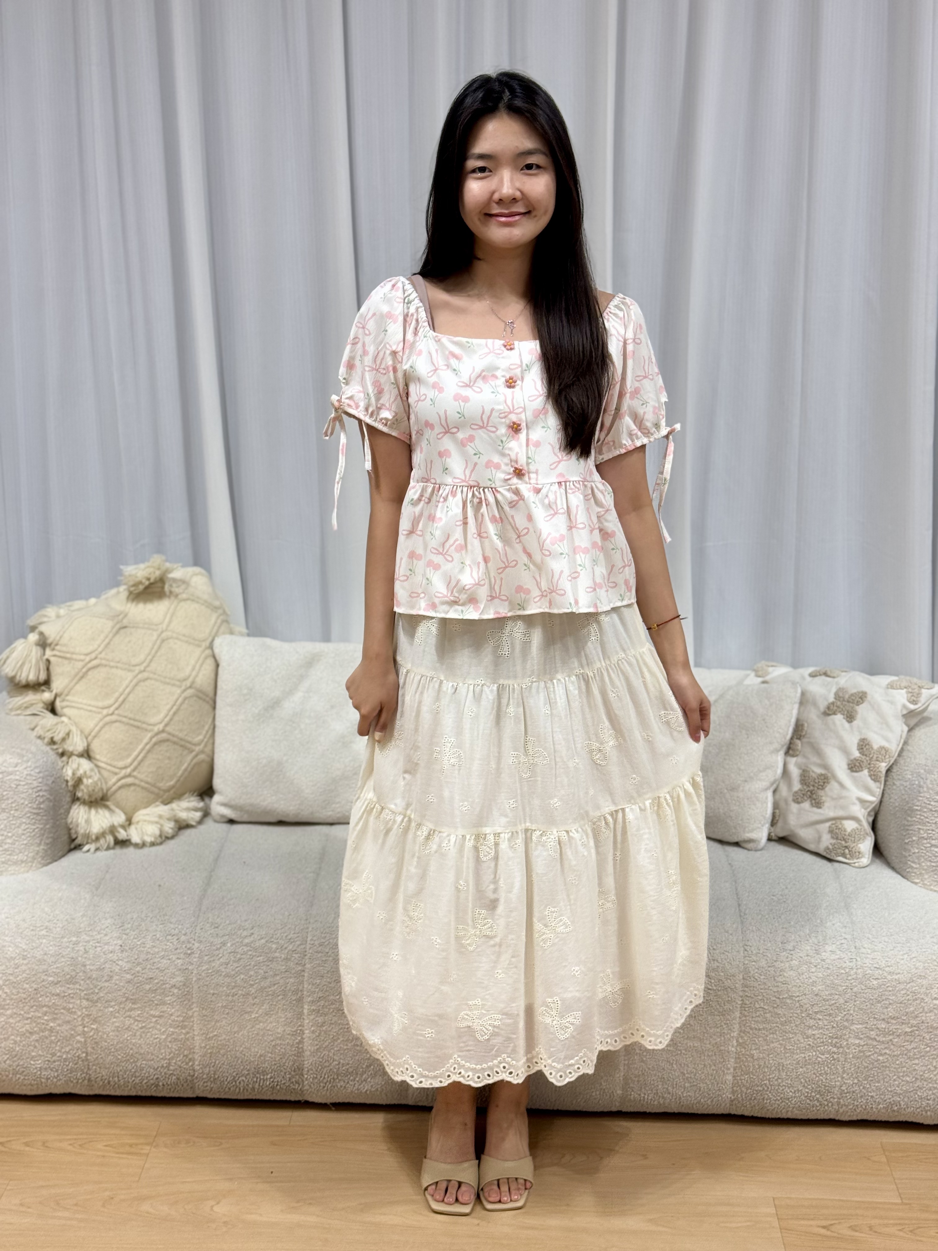 Tiara Duo Ribbon Cherry Top | Plus Size Top