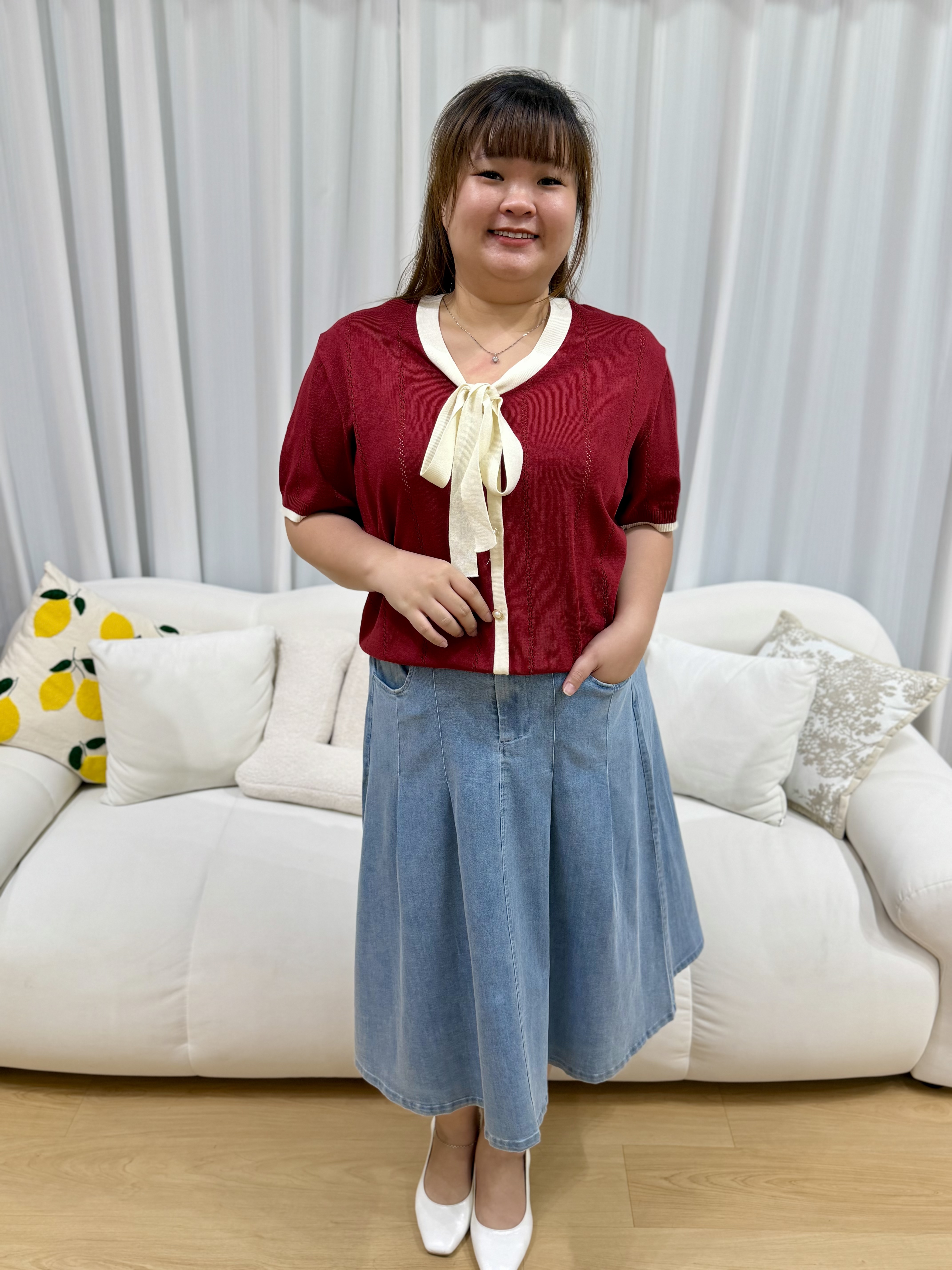 Na-Eun Ribbon Soft Knit Top | Plus Size Top