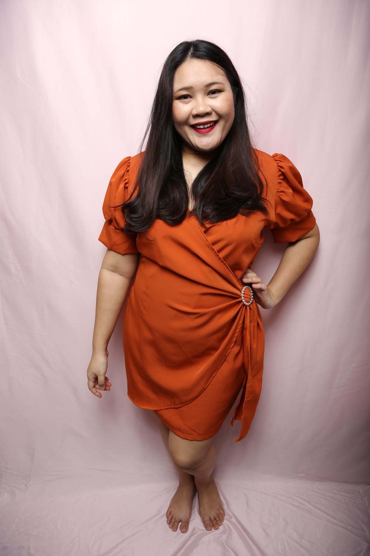 Pearlyn Orange Knot Dress |Plus Size Set