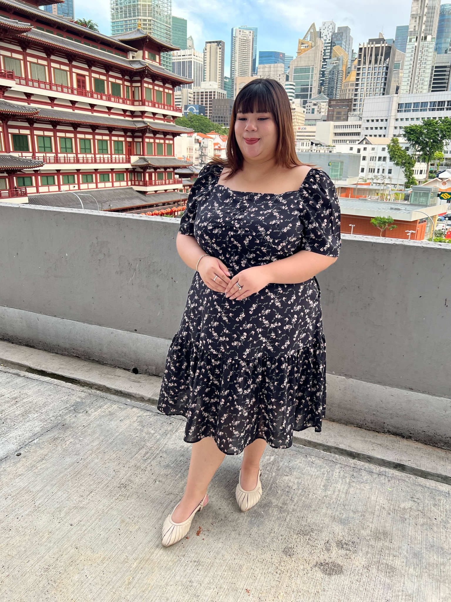Love+ Georginia Black Floral Dress | Plus Size Dress Singapore