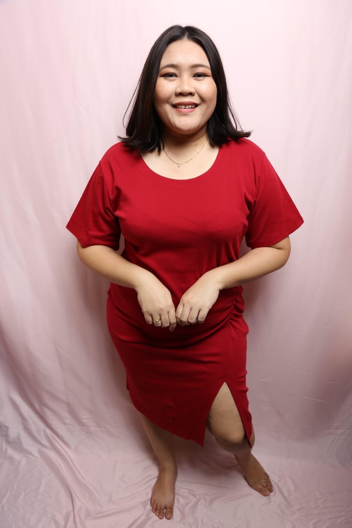 #2 Jamie Red Twist Cotton Dress | Plus Size Dress