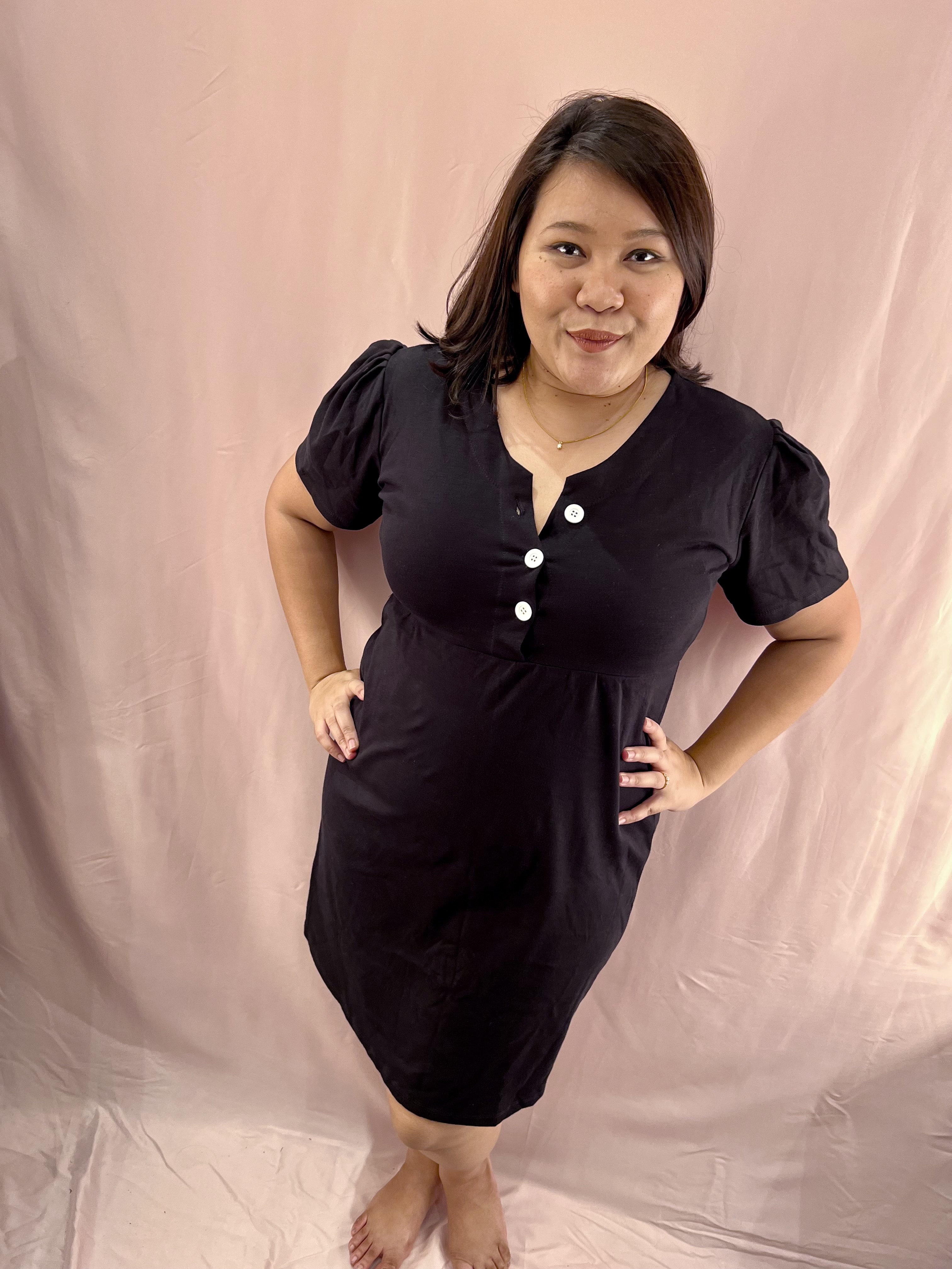  Trio White Button Cotton Dress | Plus Size Dress