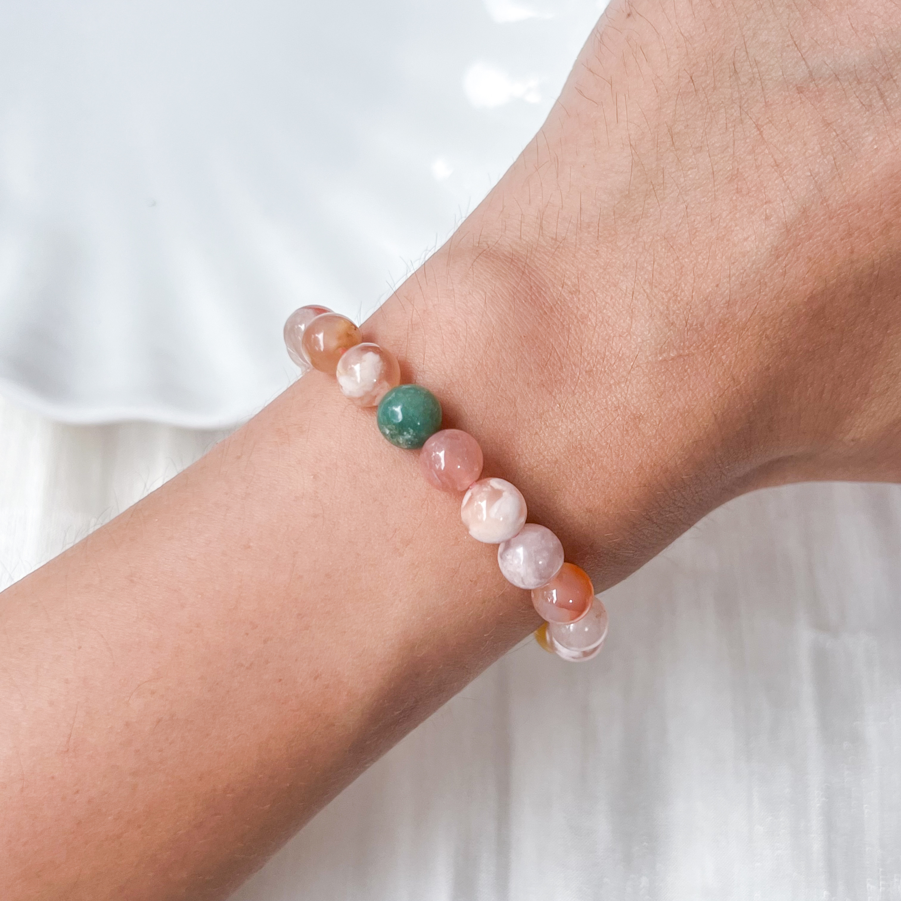 Garden Sakura Agate 6mm Bracelet