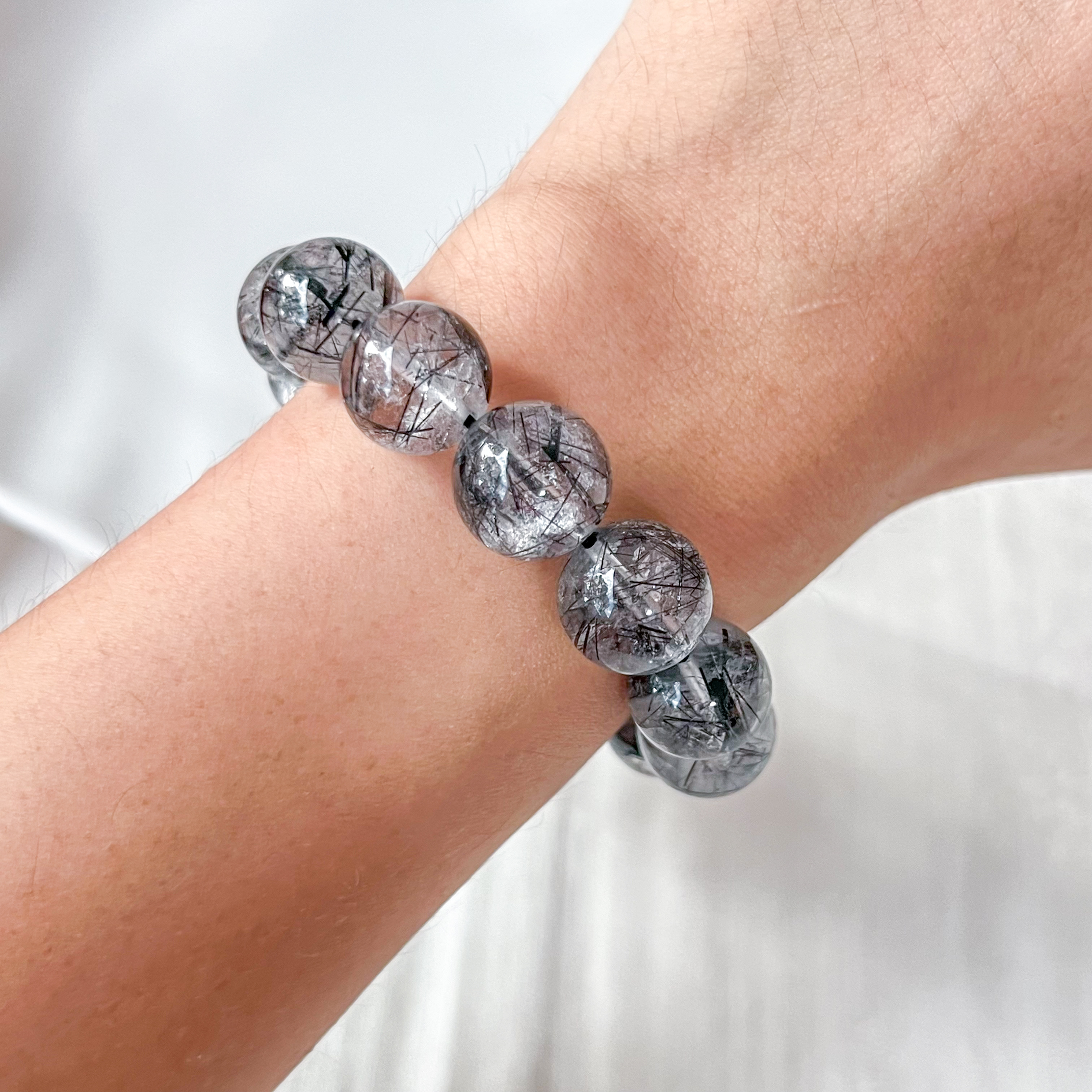 Black Rutilated Quartz 12-13mm AAA+ Bracelet