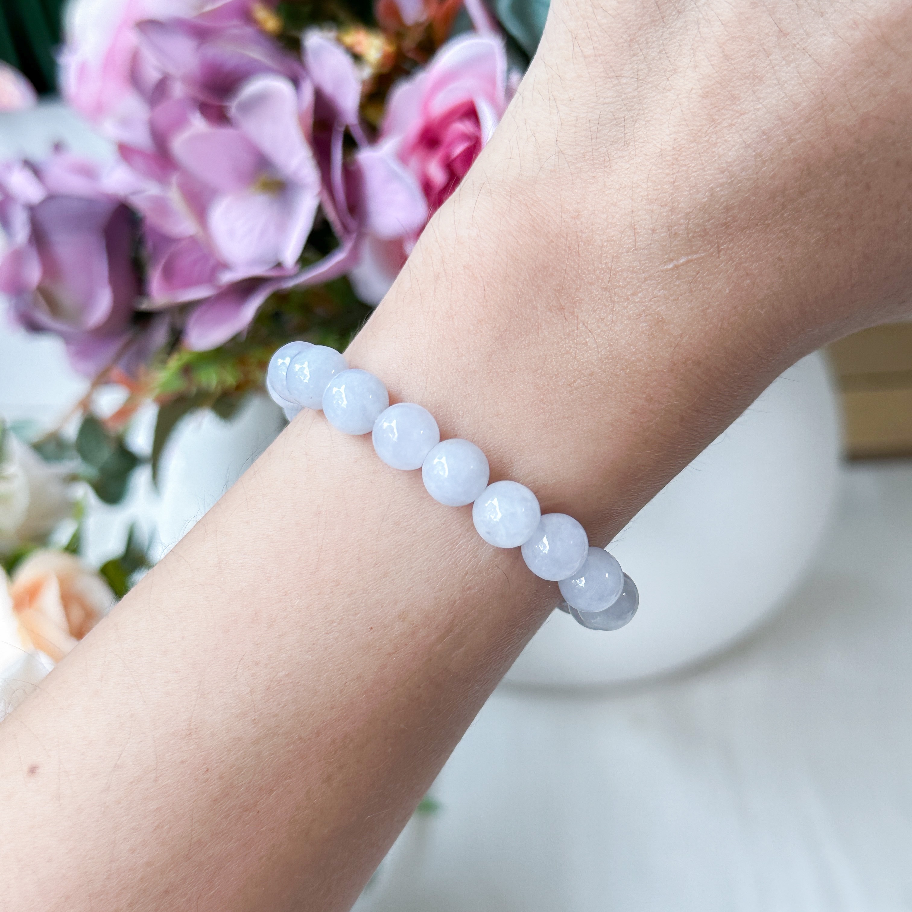 Grade A Lavender Jade Bracelet 8mm Round