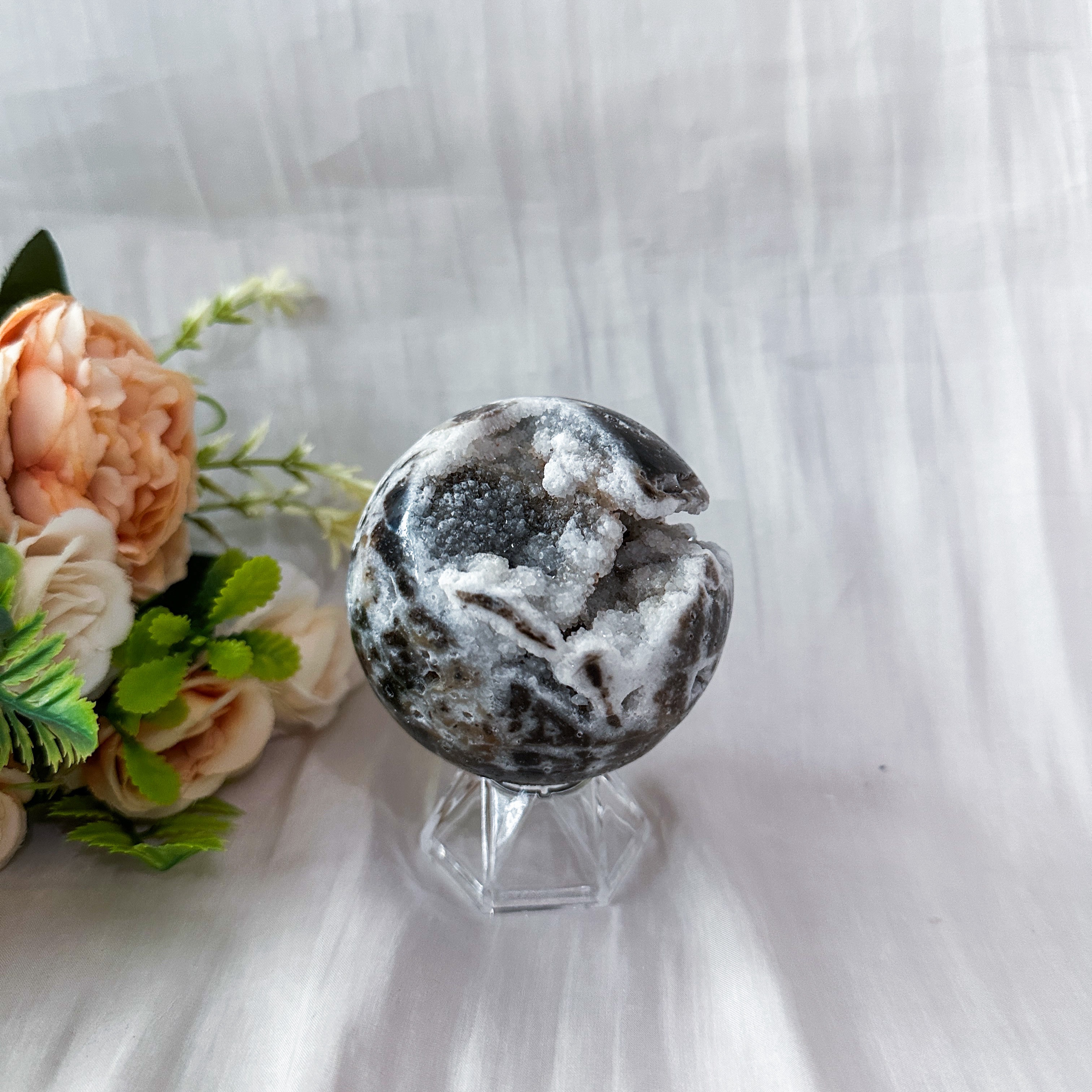 Zebra Druzy Jasper Sphere 69.3mm