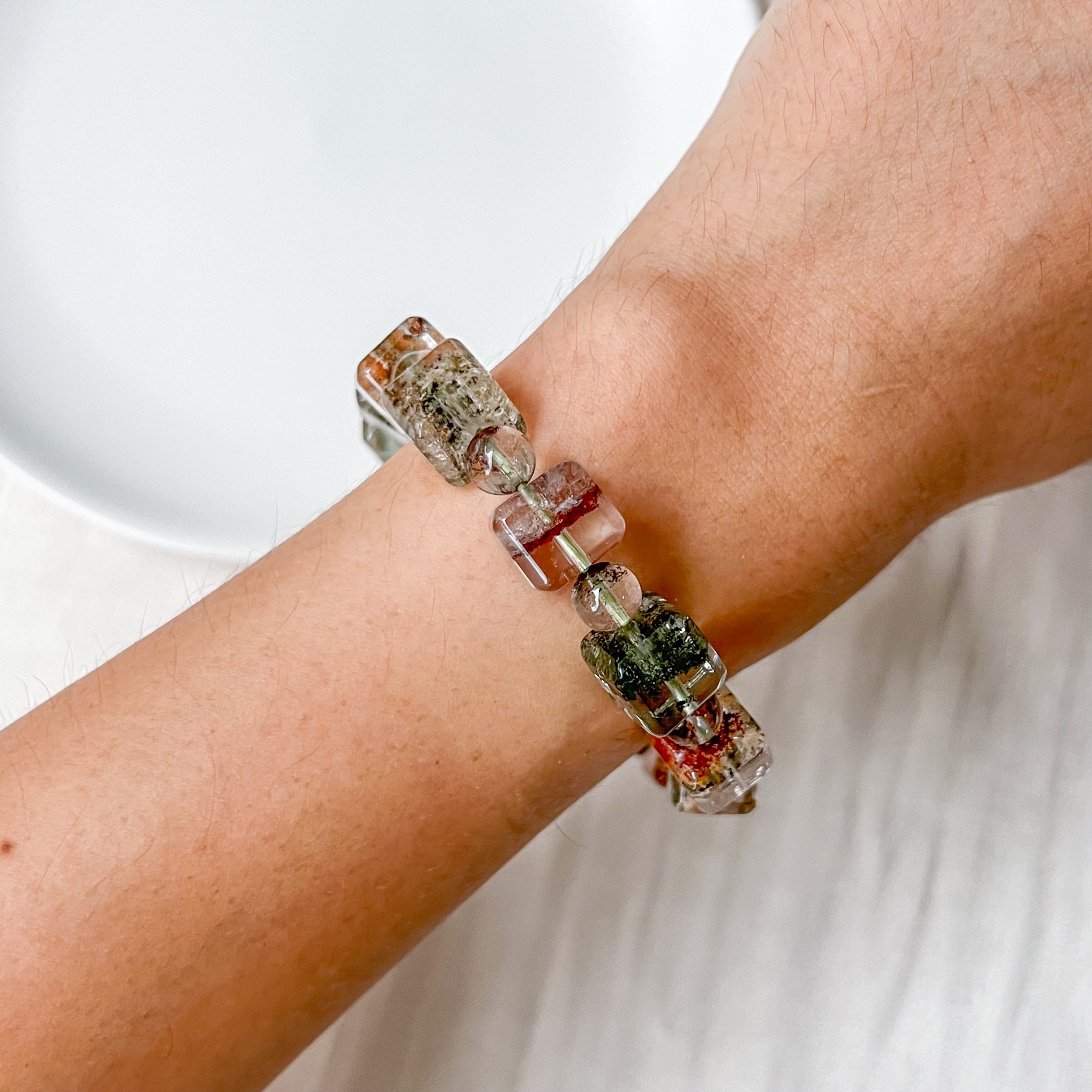 Garden Phantom Quartz Cube Bracelet