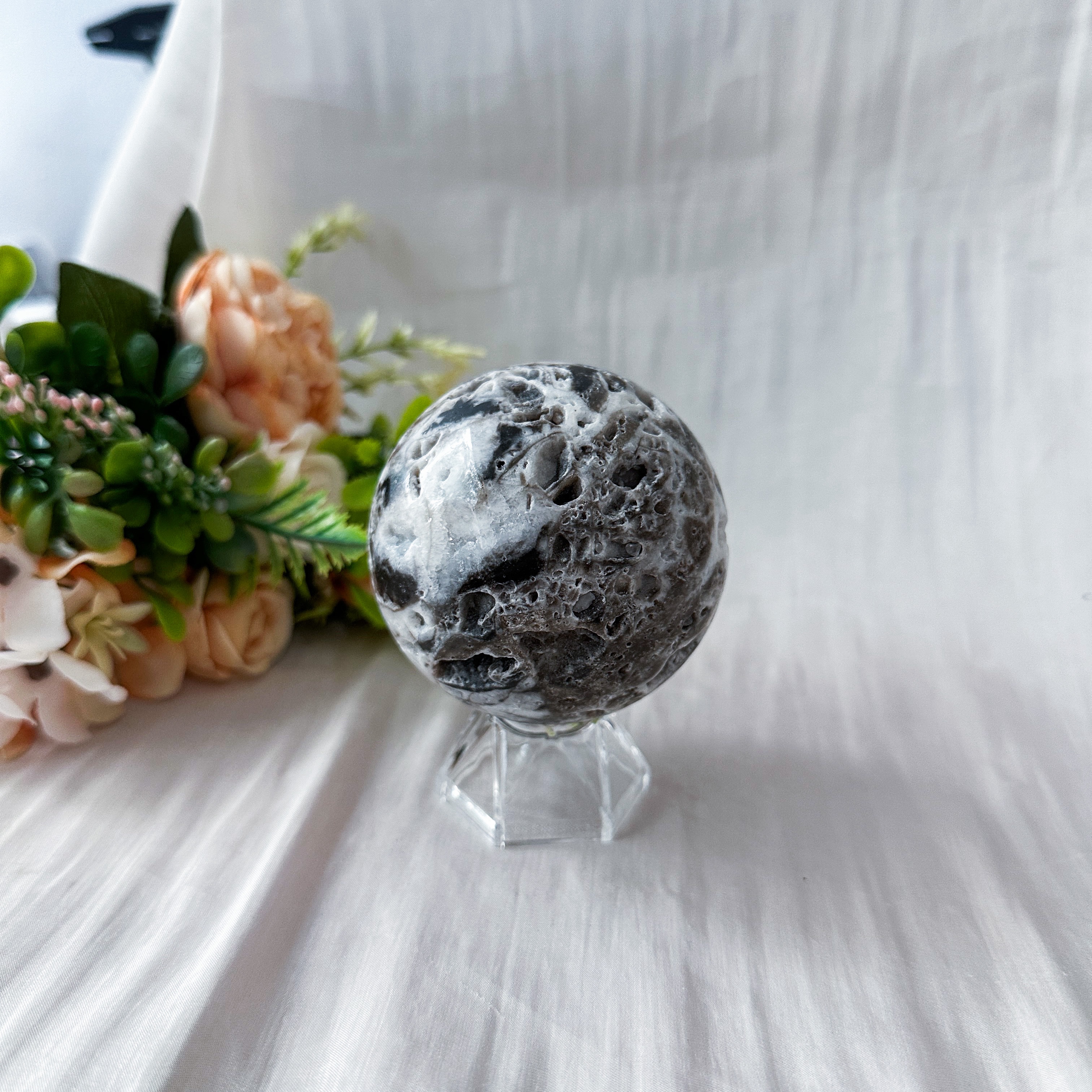 Zebra Druzy Jasper Sphere 69.2mm