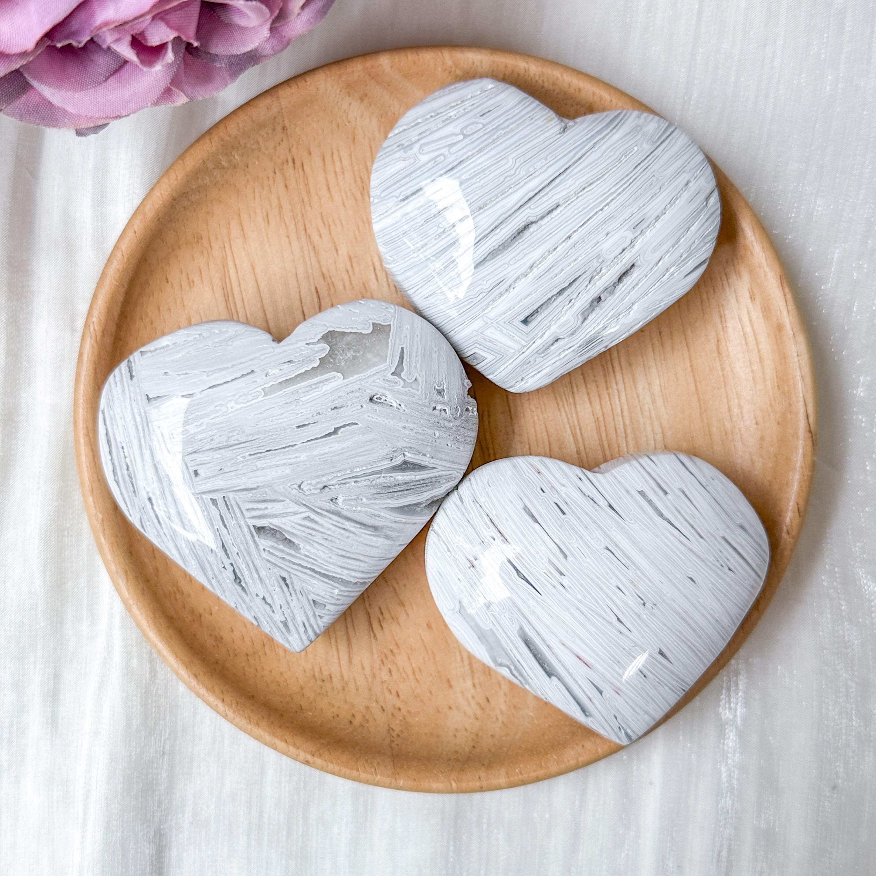 White Lace Agate Heart