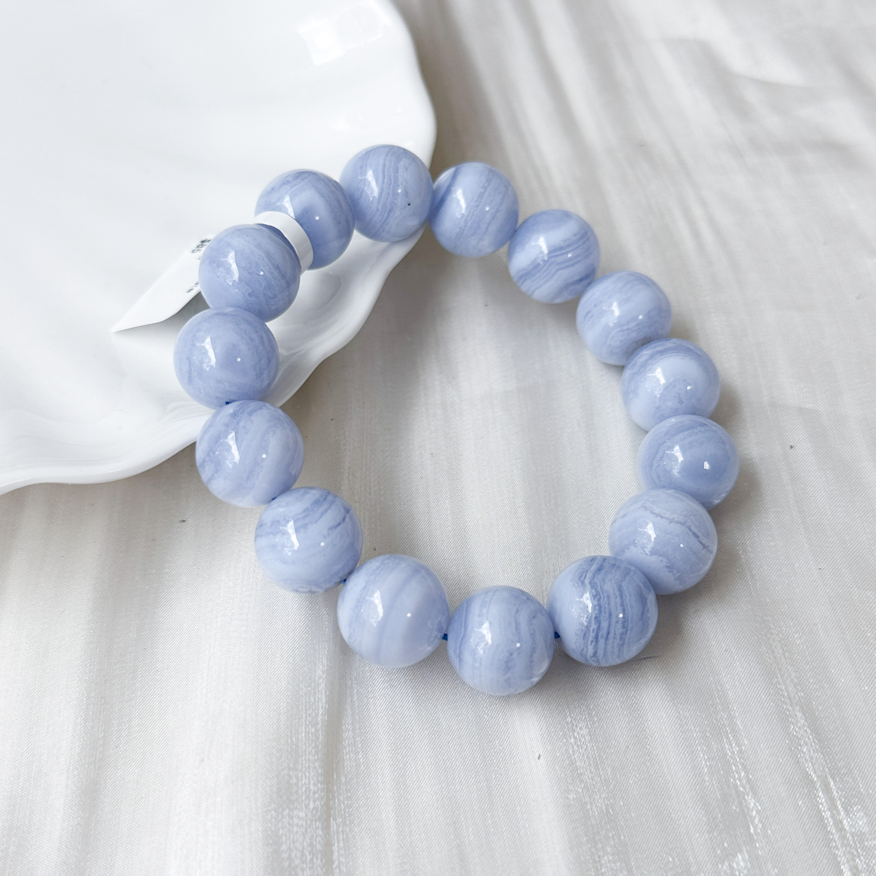 Blue Lace Agate 14mm Round Bracelet