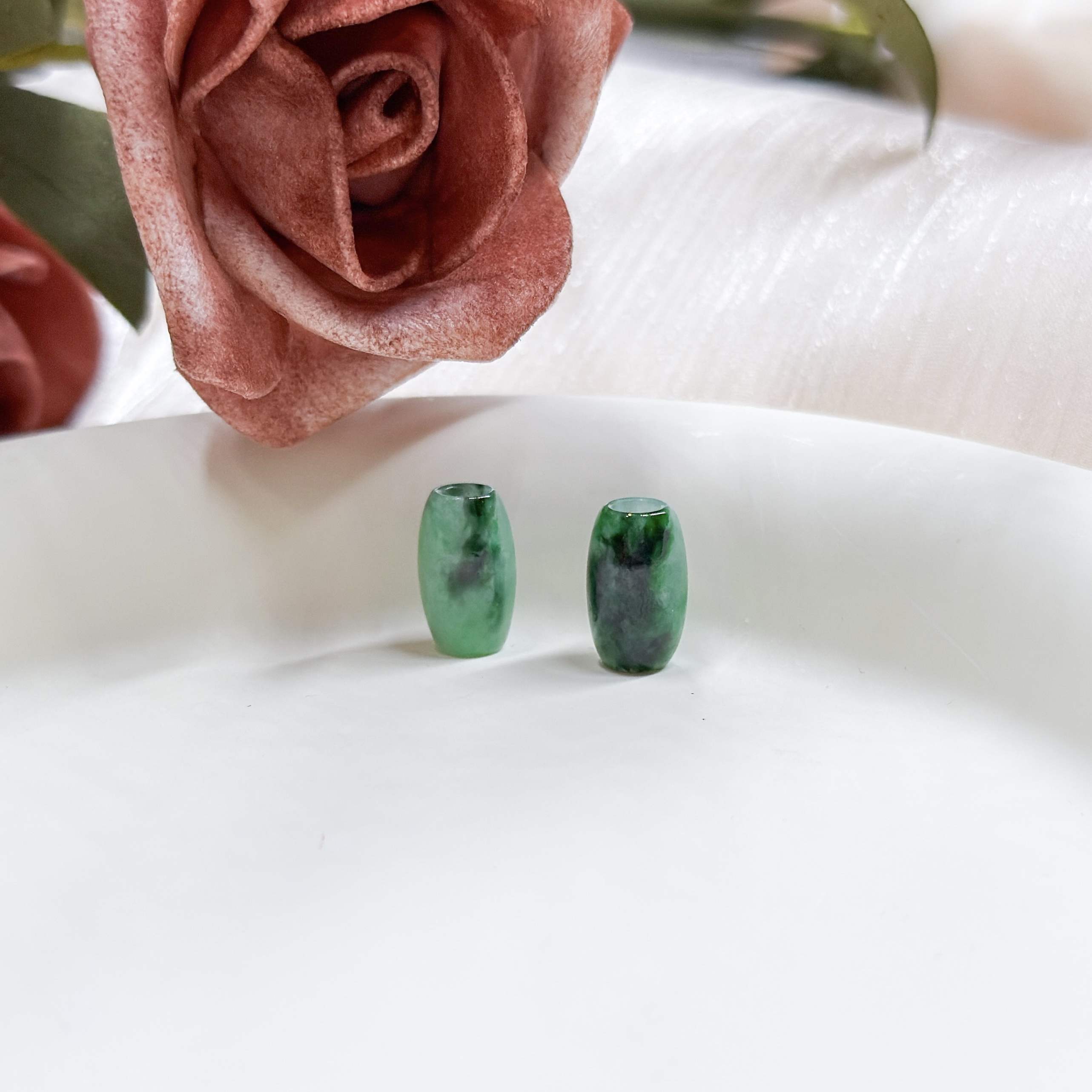 Grade A Flora Green Jade Barrel