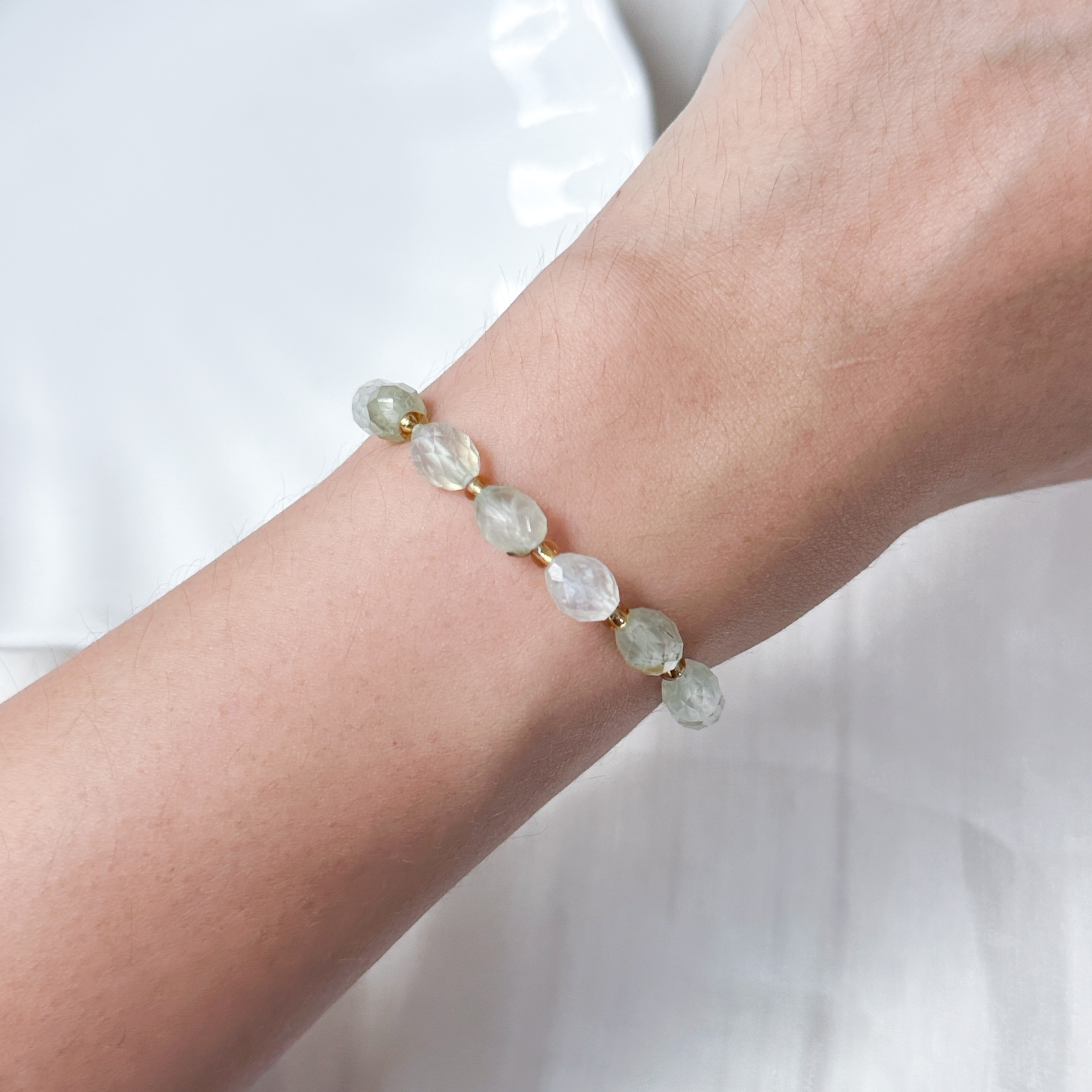 Prehnite Olive Cut Bracelet