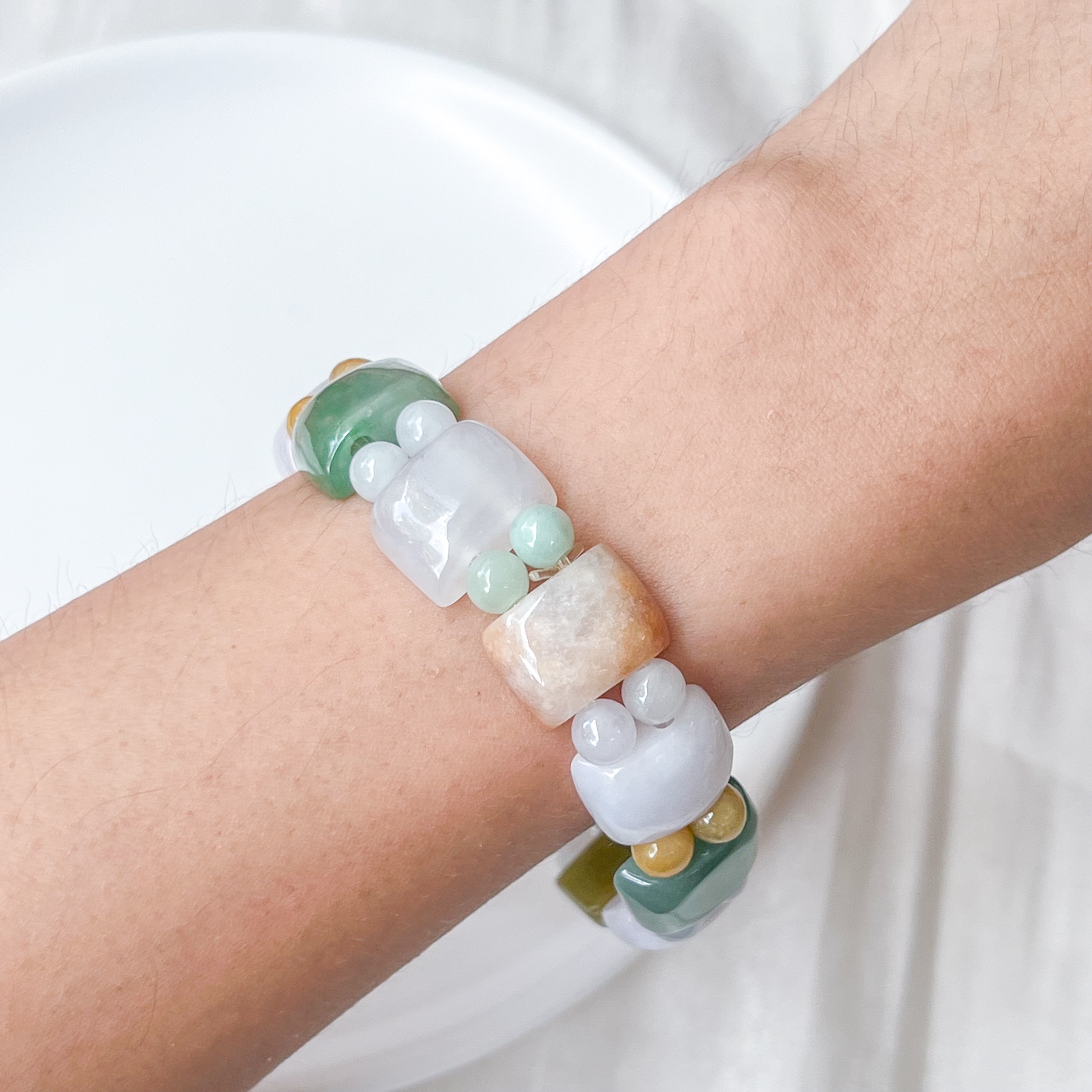 Grade A Multi Colour Jade Rectangular Bracelet