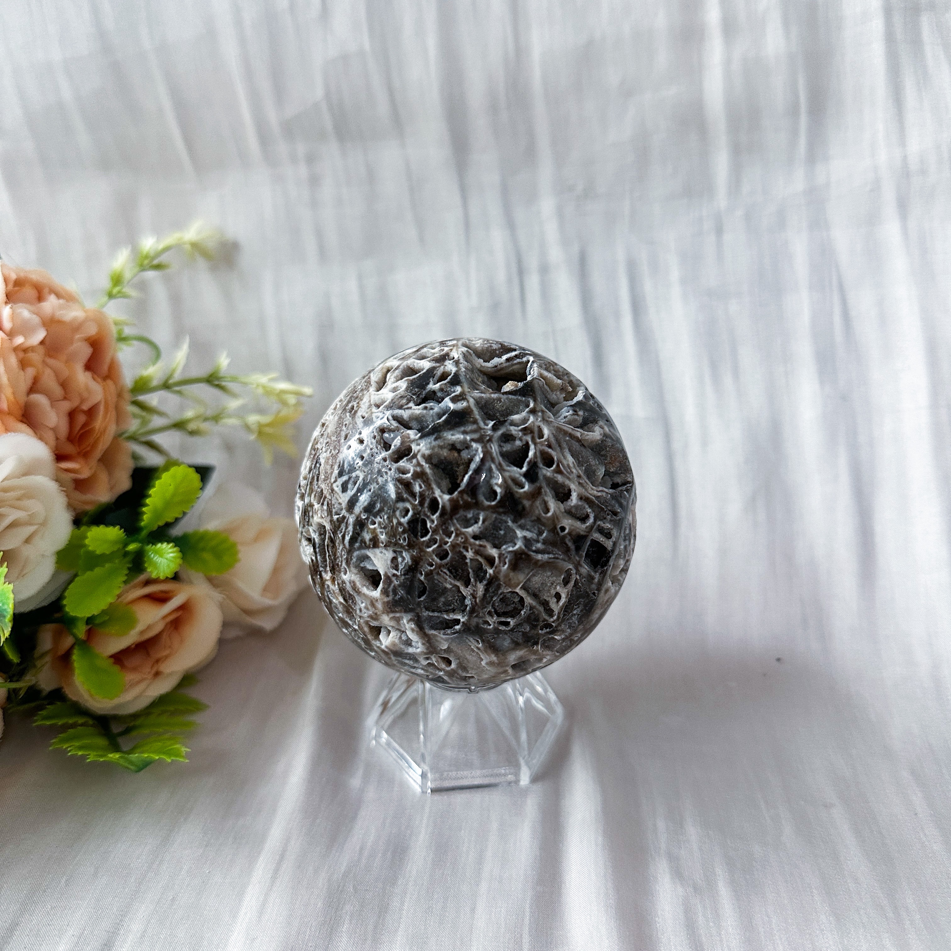 Zebra Druzy Jasper Sphere 70.7mm