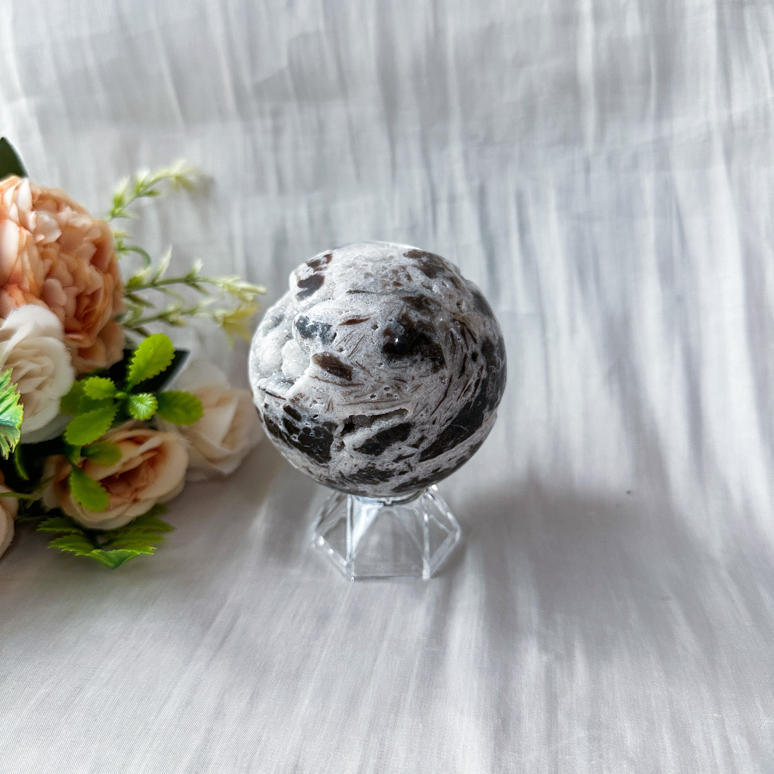 Zebra Druzy Jasper Sphere 69.4mm