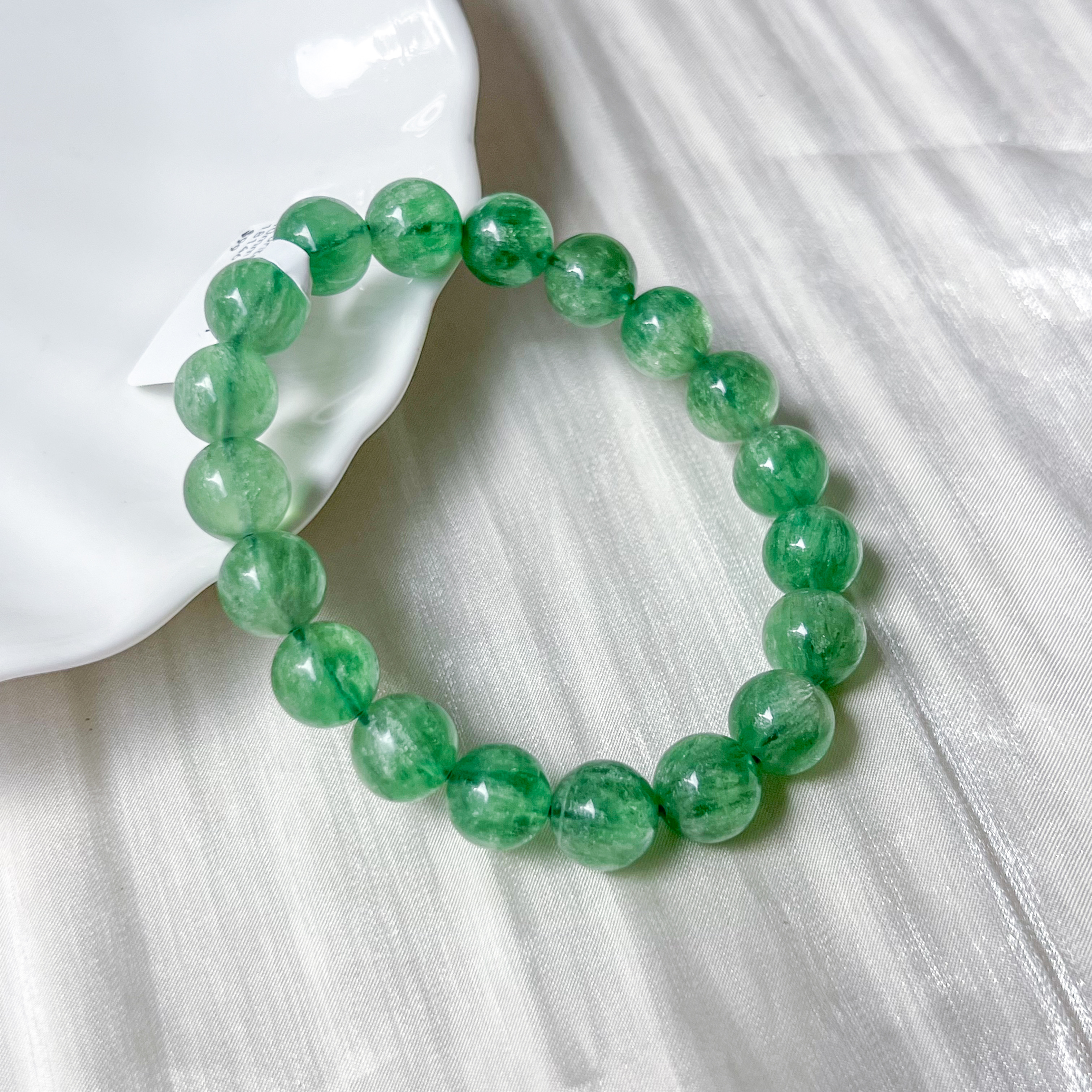 Scolecite With Green Fluorite 10mm Bracelet