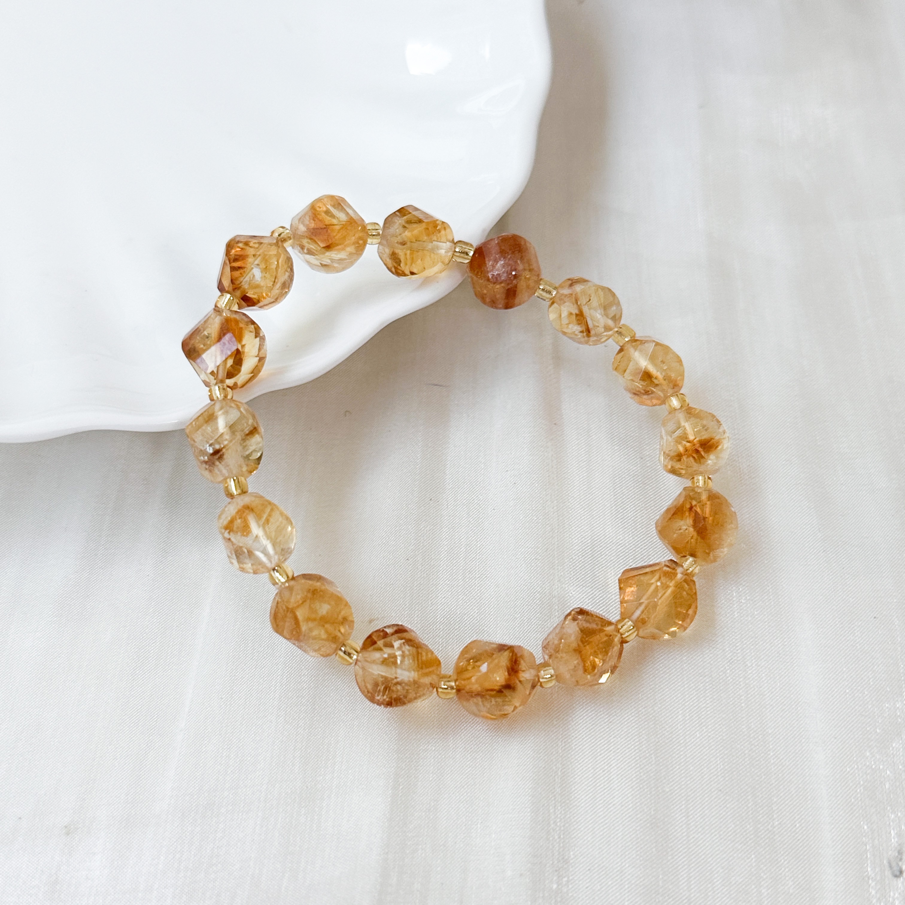 Citrine 10mm Spiral Cut Bracelet