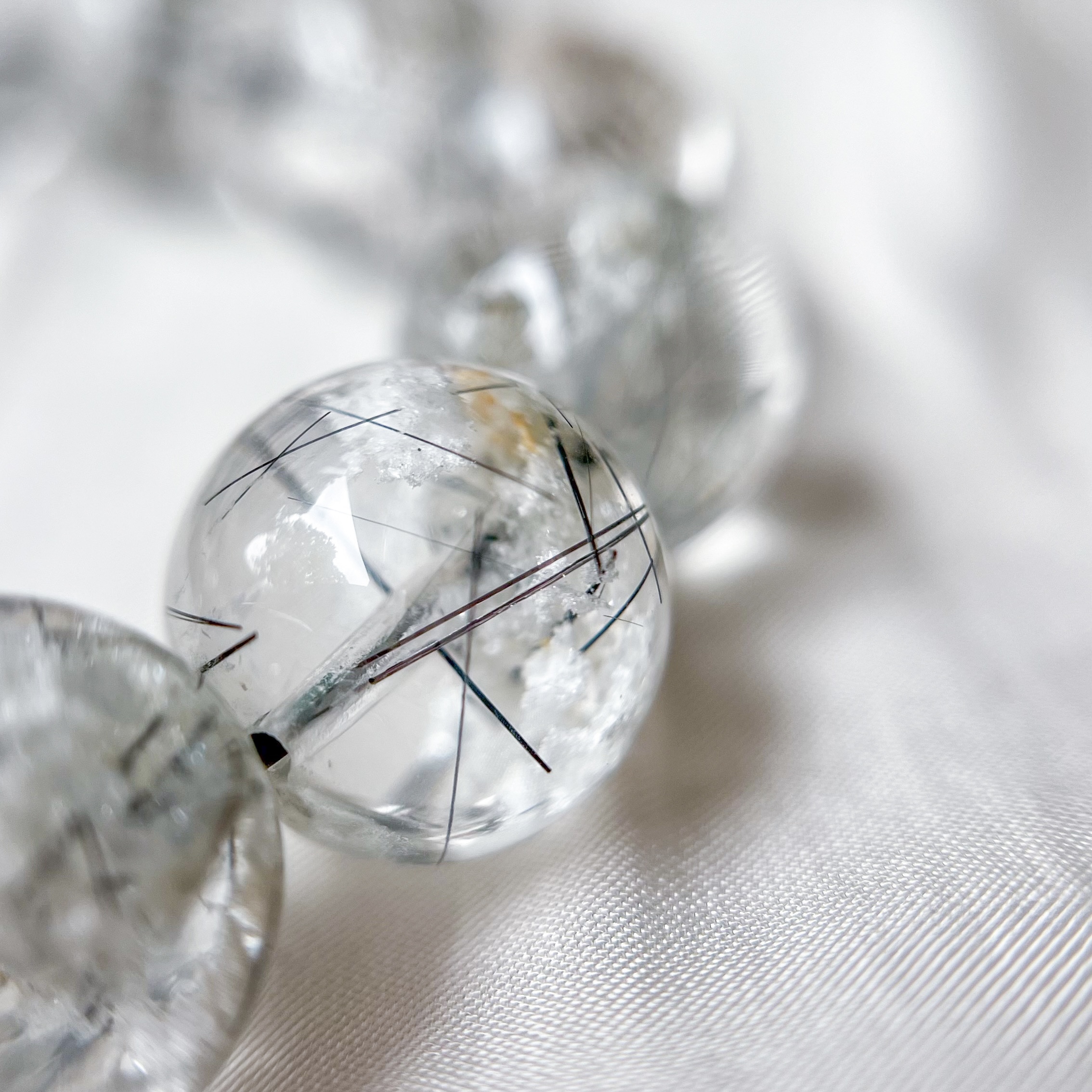 Black Rutilated Quartz / Phantom 13-14mm AAAA Bracelet